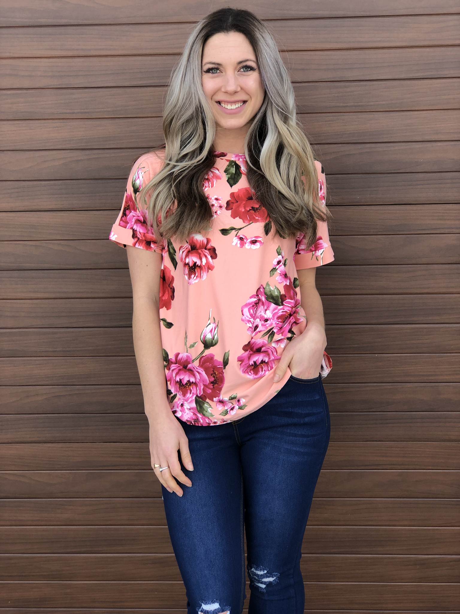 Floral Tee - Coral 981833