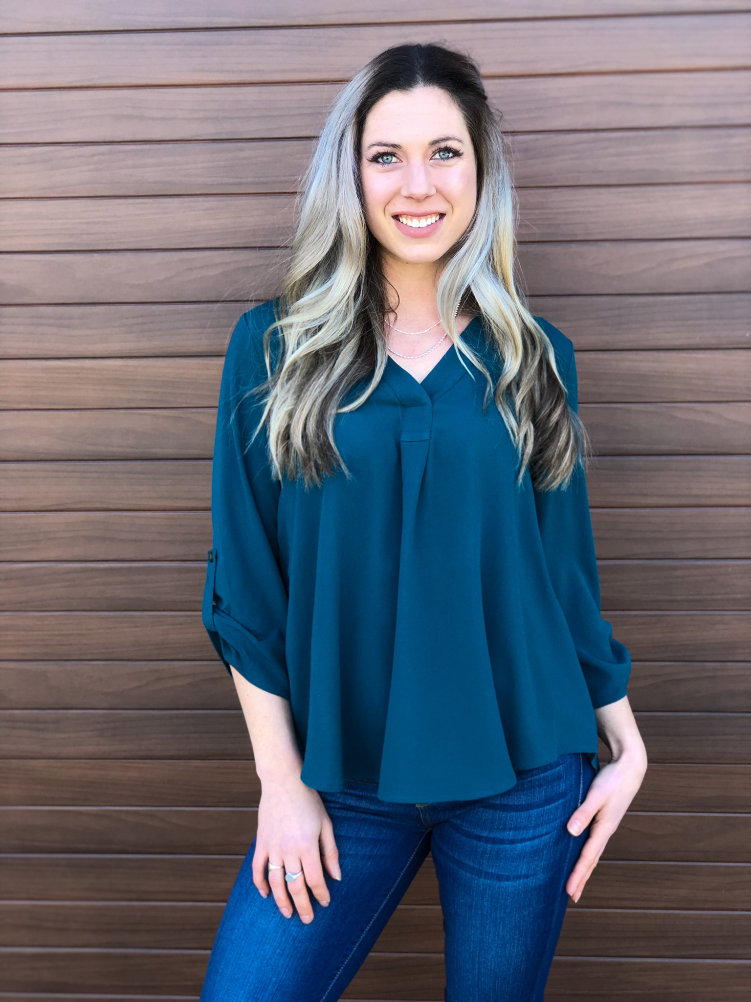 The Tenley Teal Blouse 981991