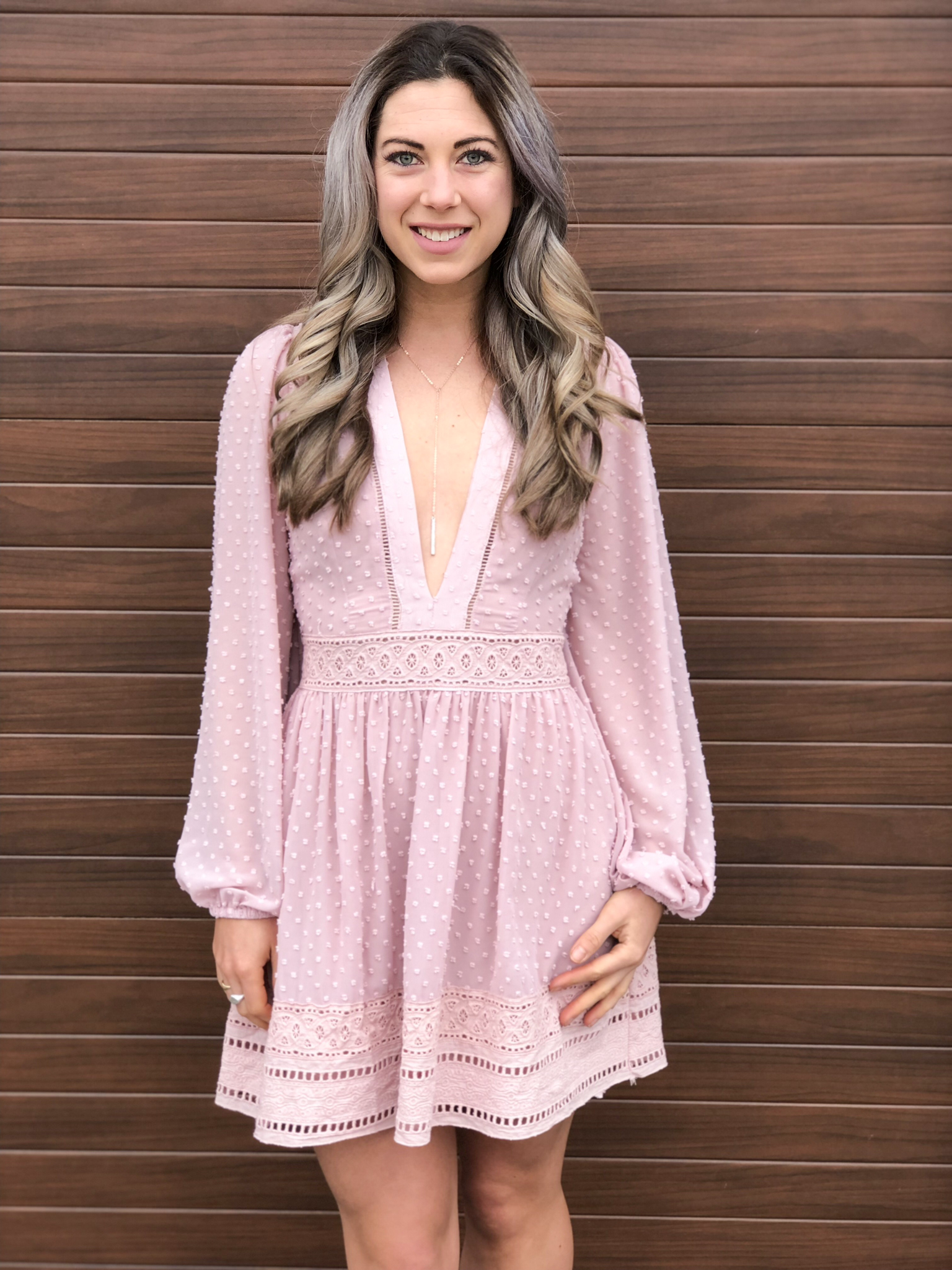 Deep Plunge Blush Dress 82034