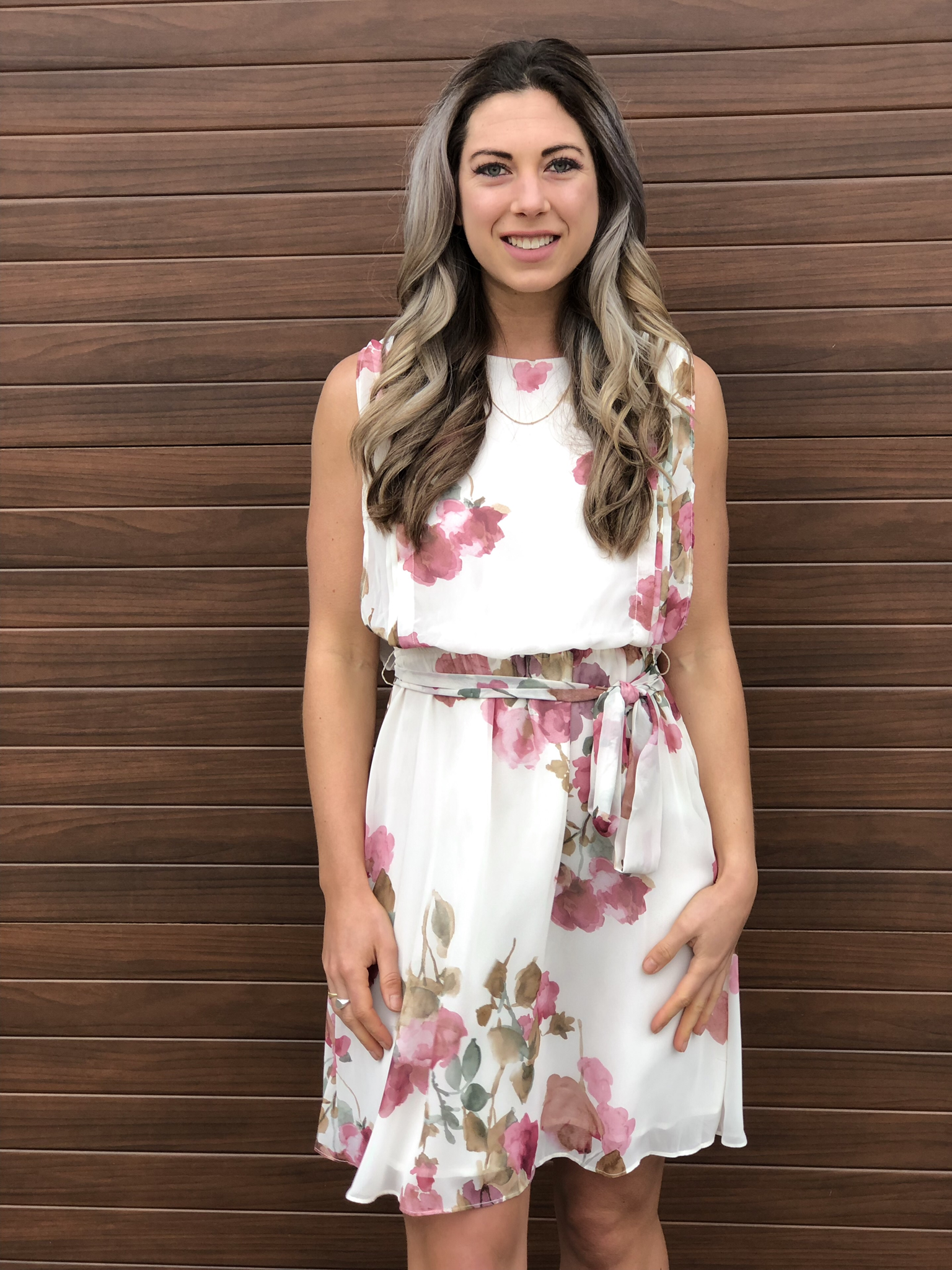 Ivory Blush Floral Dress 82030