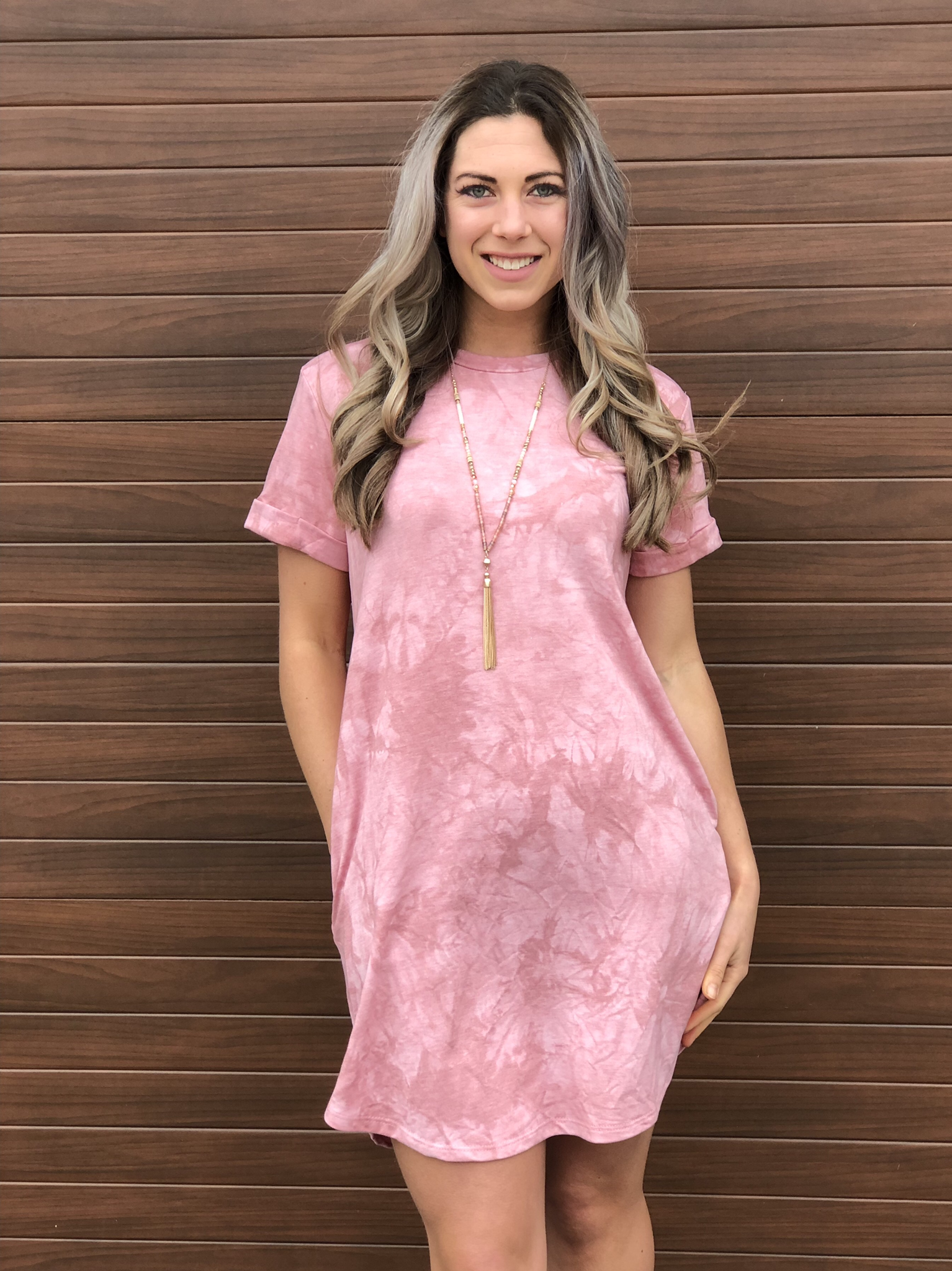 Pink Acid Wash Tshirt Dress 82003