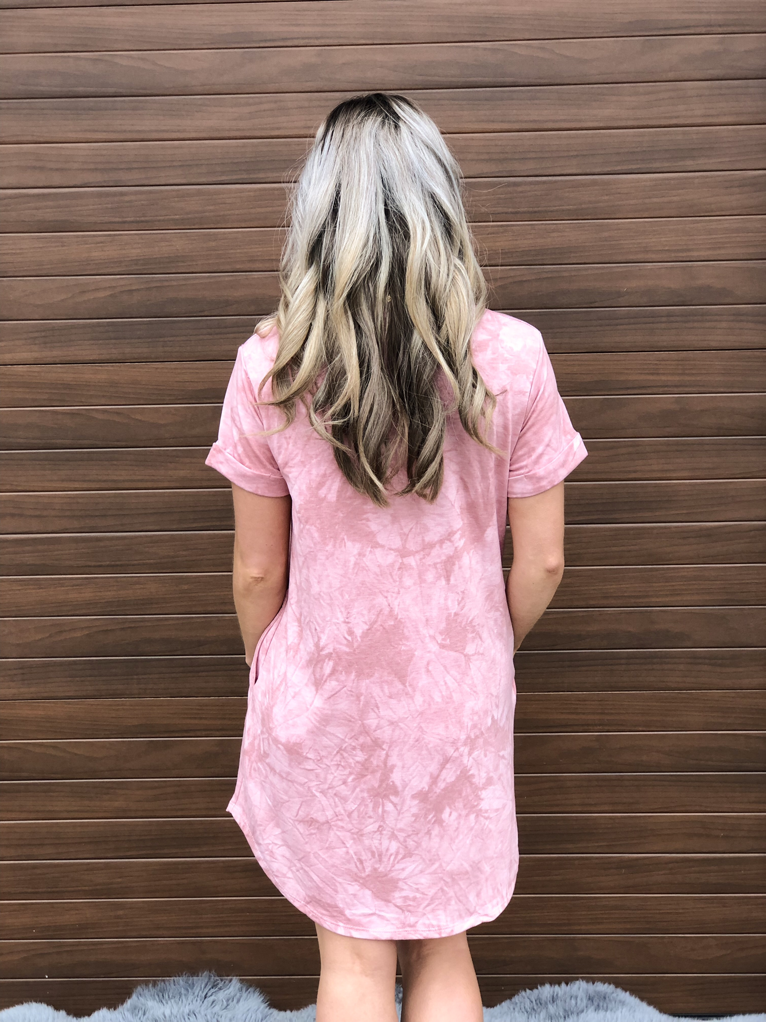 Pink Acid Wash Tshirt Dress