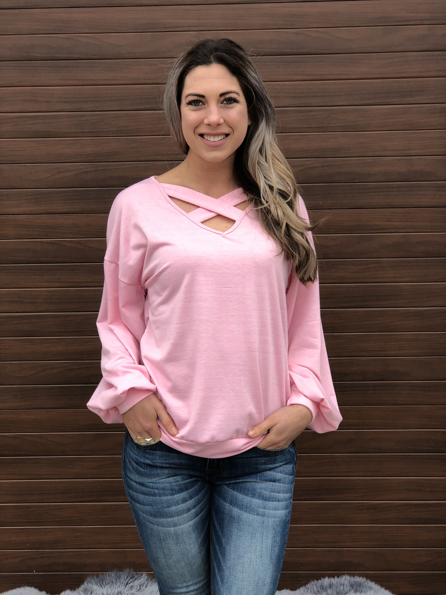 Spring Criss Cross Sweatshirt - Pink 82026
