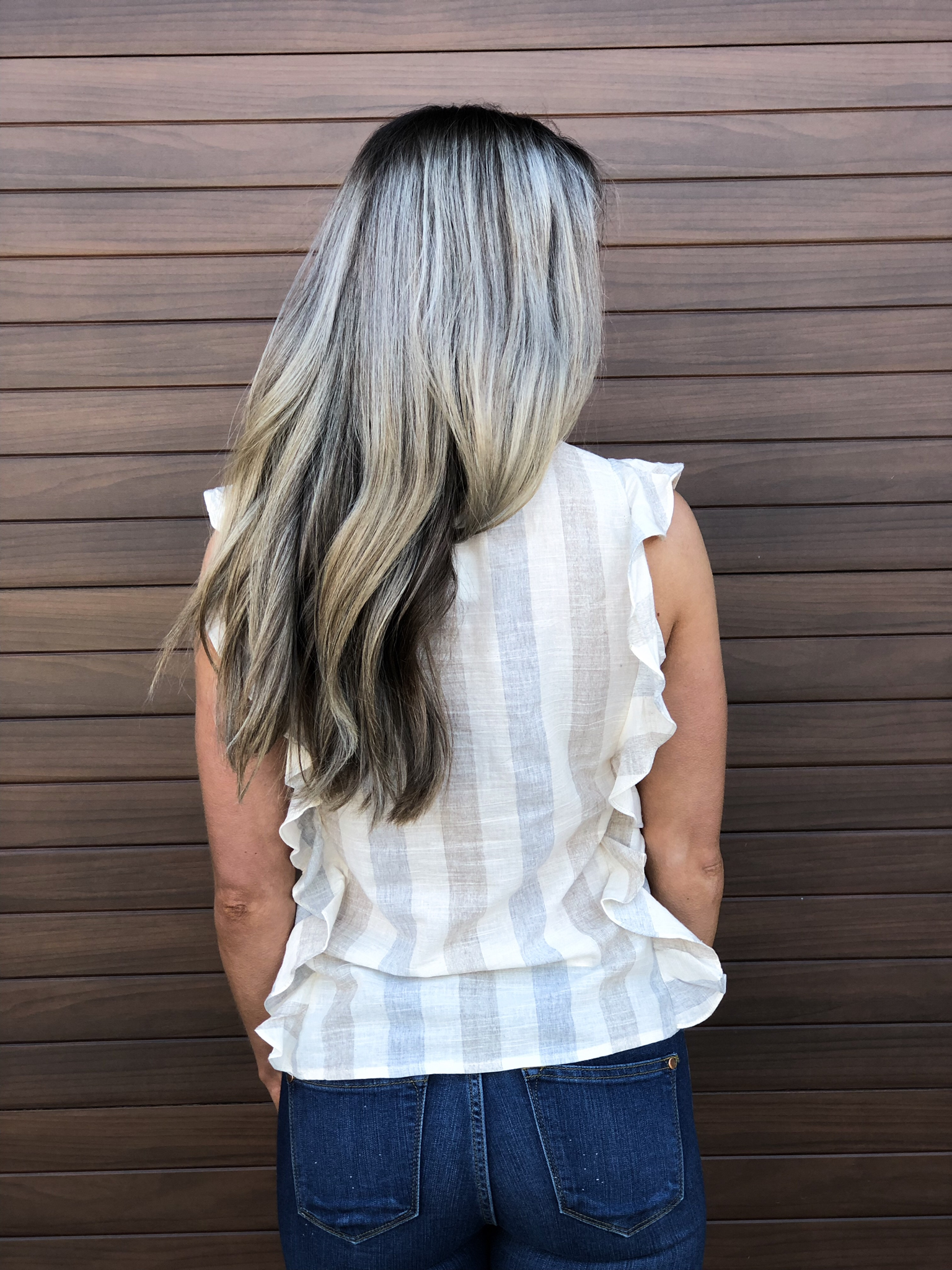 Taupe Stripe Linen Top