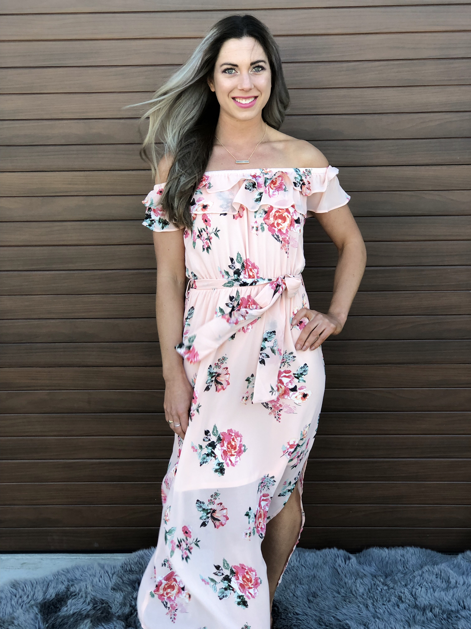 Coral Floral Ruffle Dress 82095