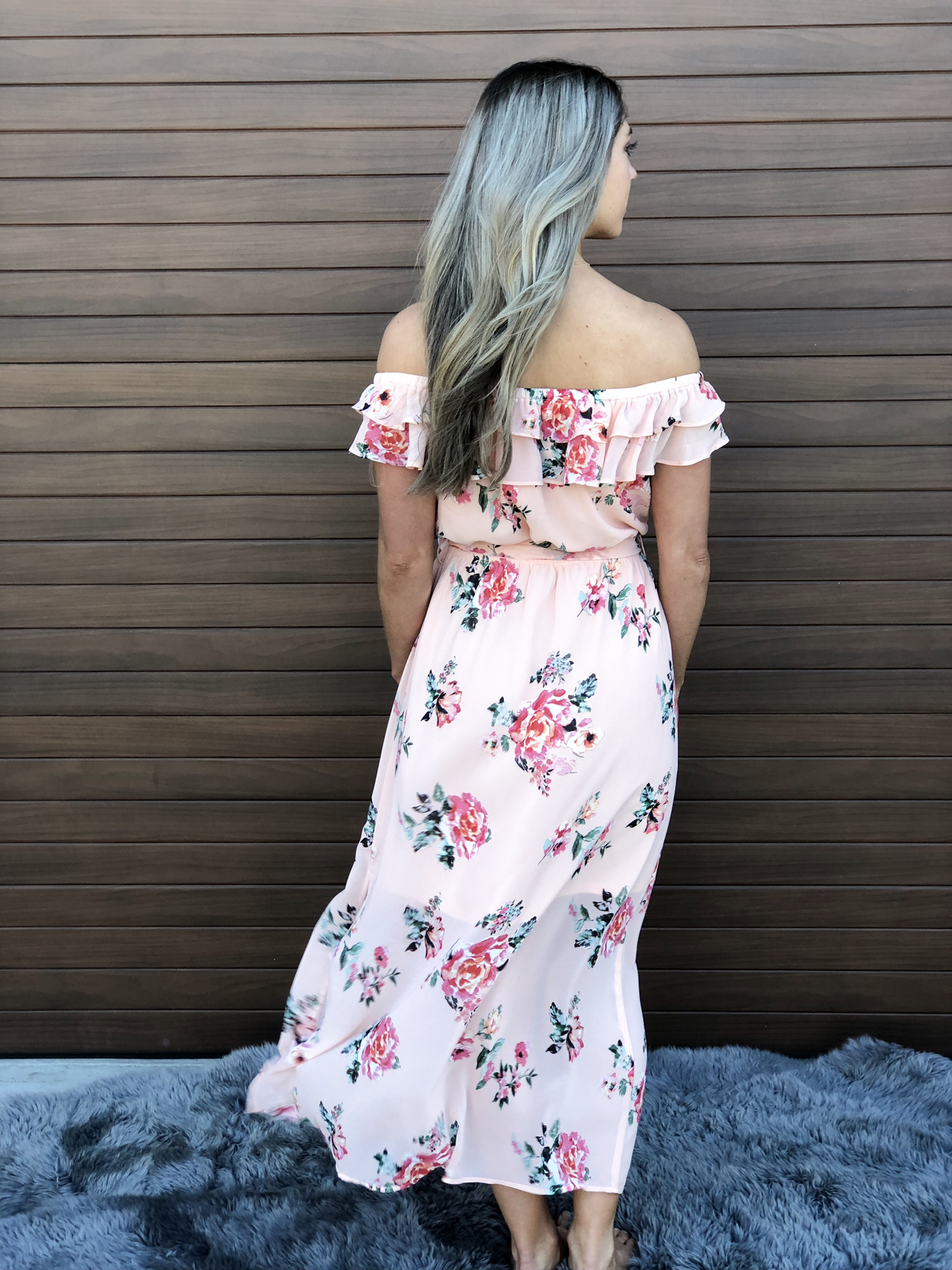 Coral Floral Ruffle Dress