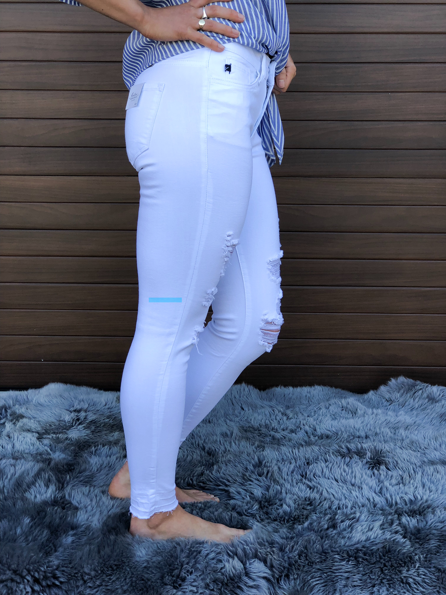 The Kan Can White Distressed Jean