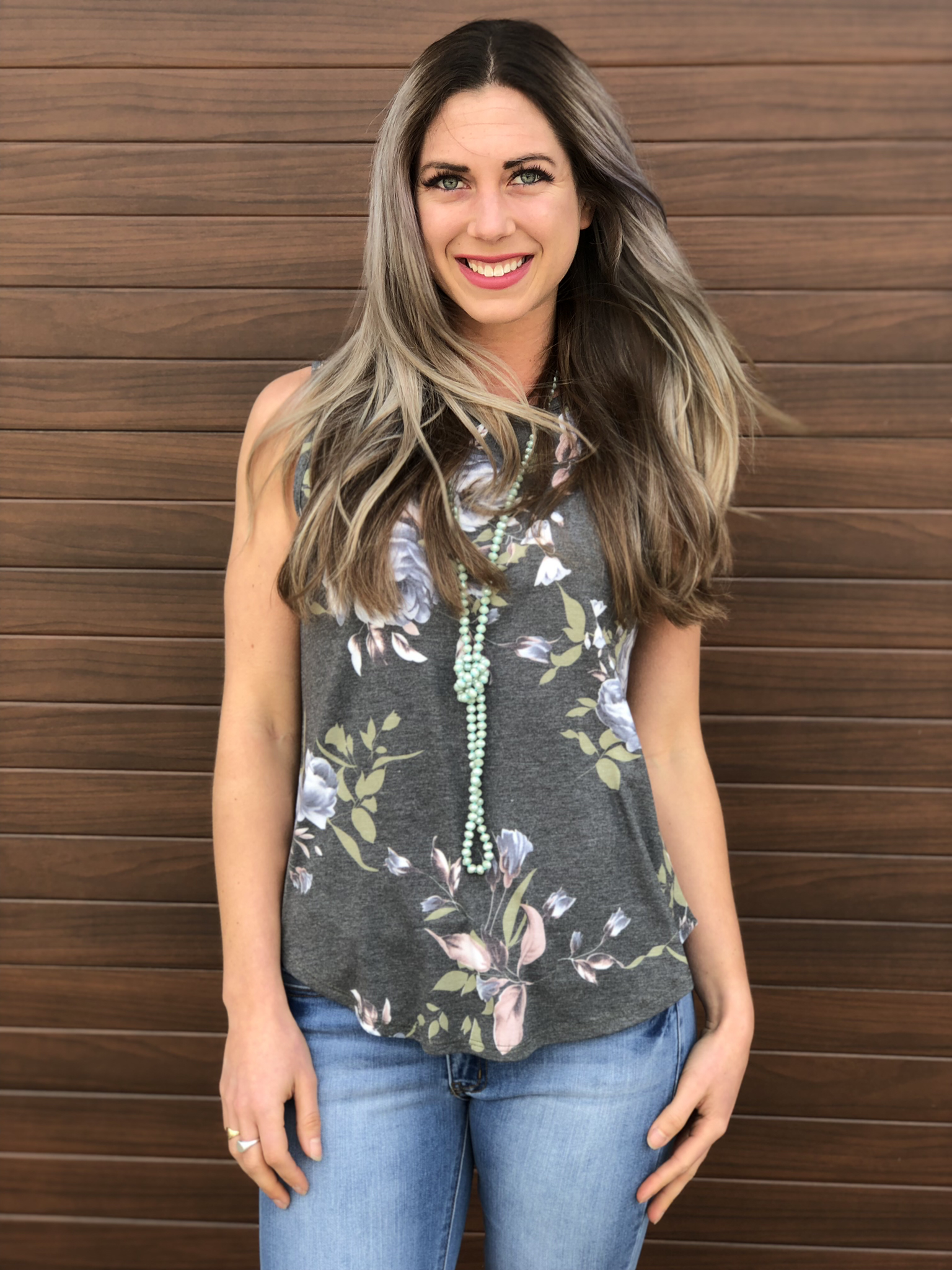 Blue Floral Flower Tank 82224