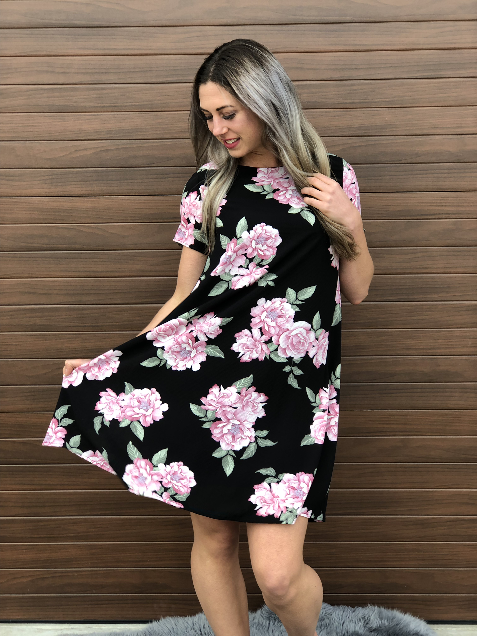 Black Floral Dress 82166