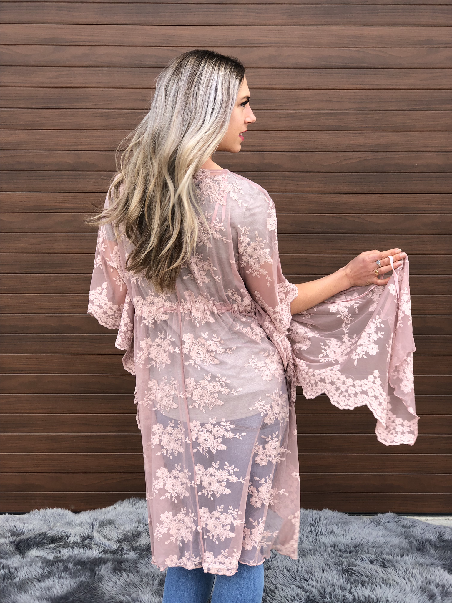 The Clara Lace Cardigan - Blush 82242