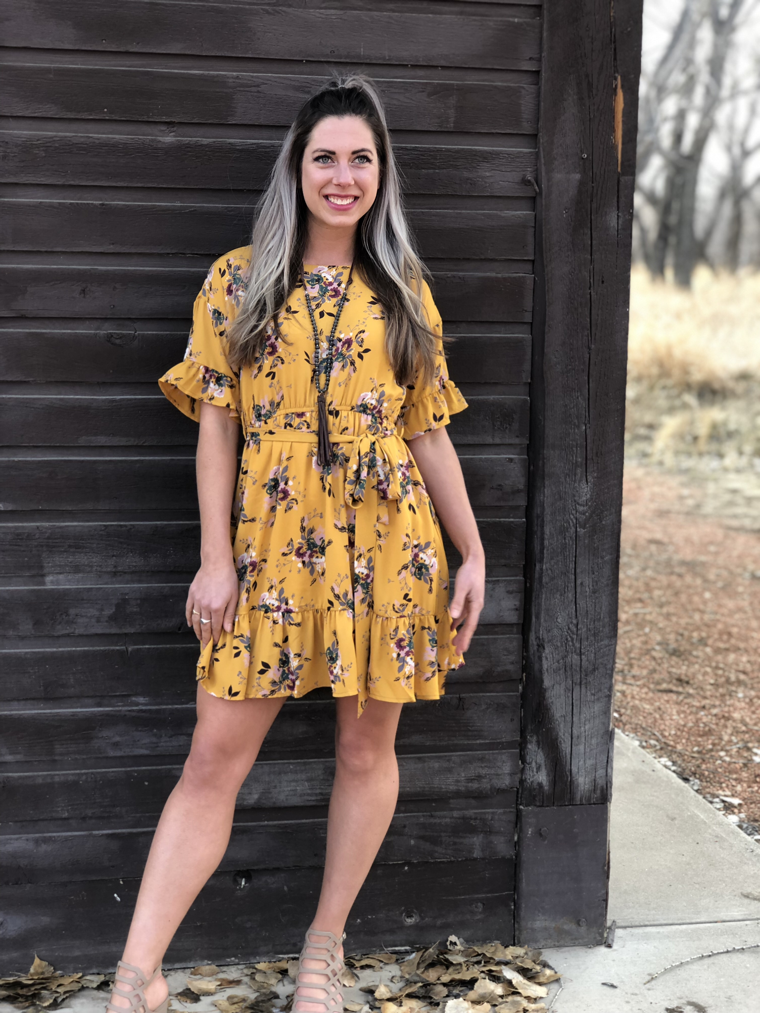 Floral mustard Dress 82261