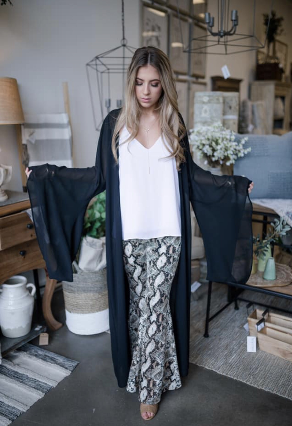 Snakeskin Bell Bottom Pants