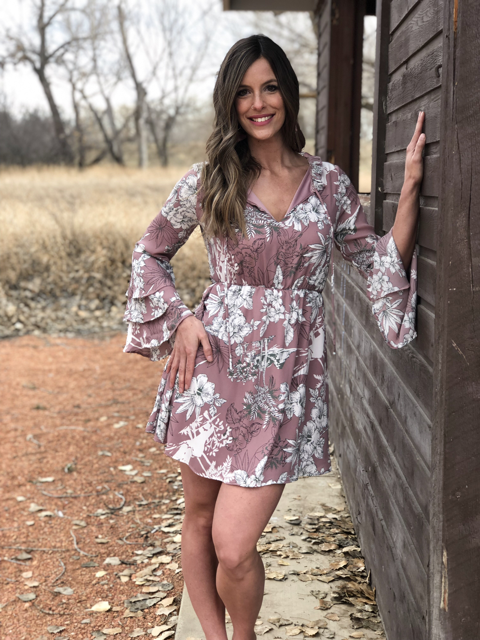 Mauve Floral Dress 82308