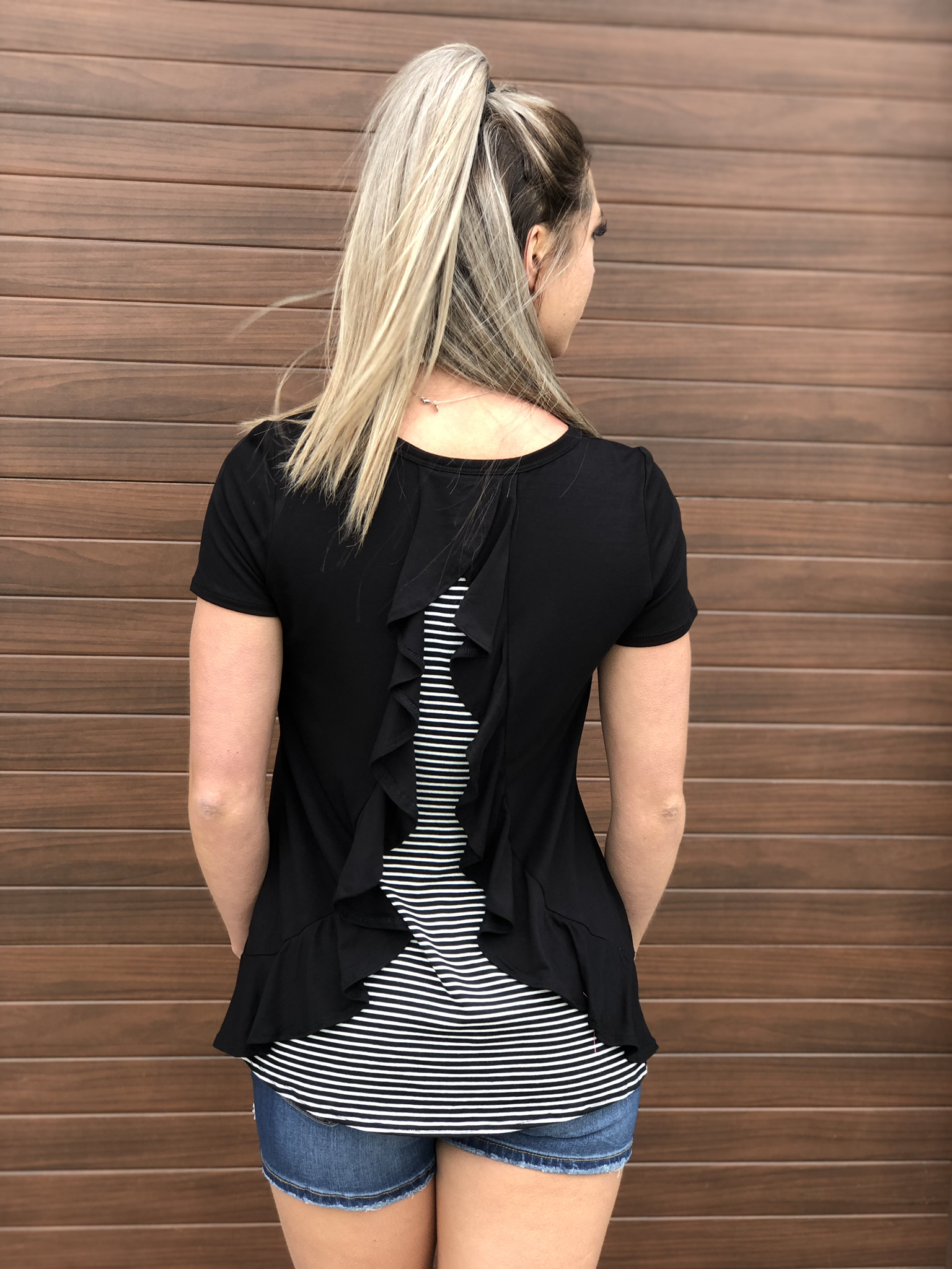 Black Ruffle Detail Top - Best of LA