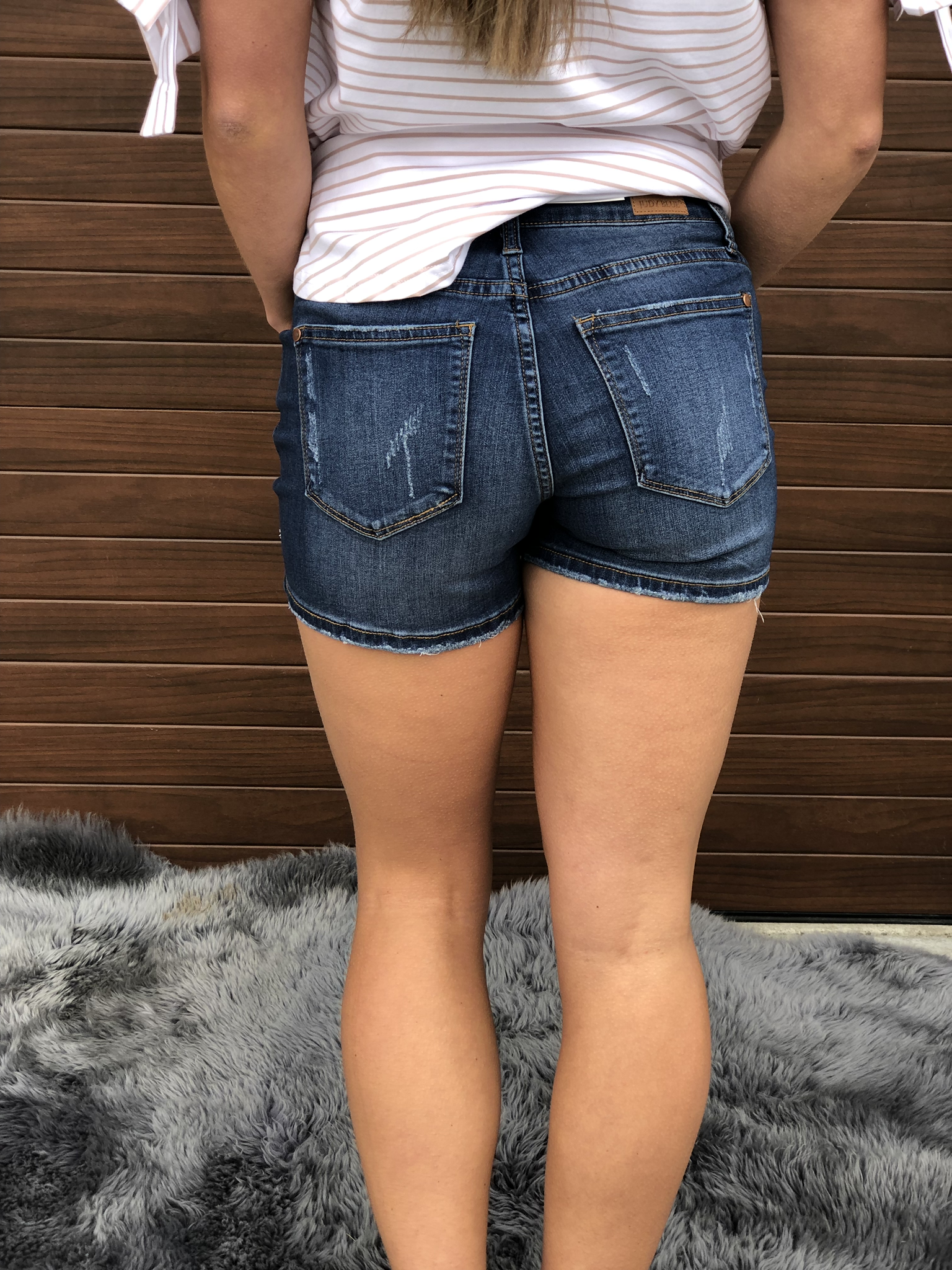 Judy Blue Denim shorts with Leopard Patches S - XL