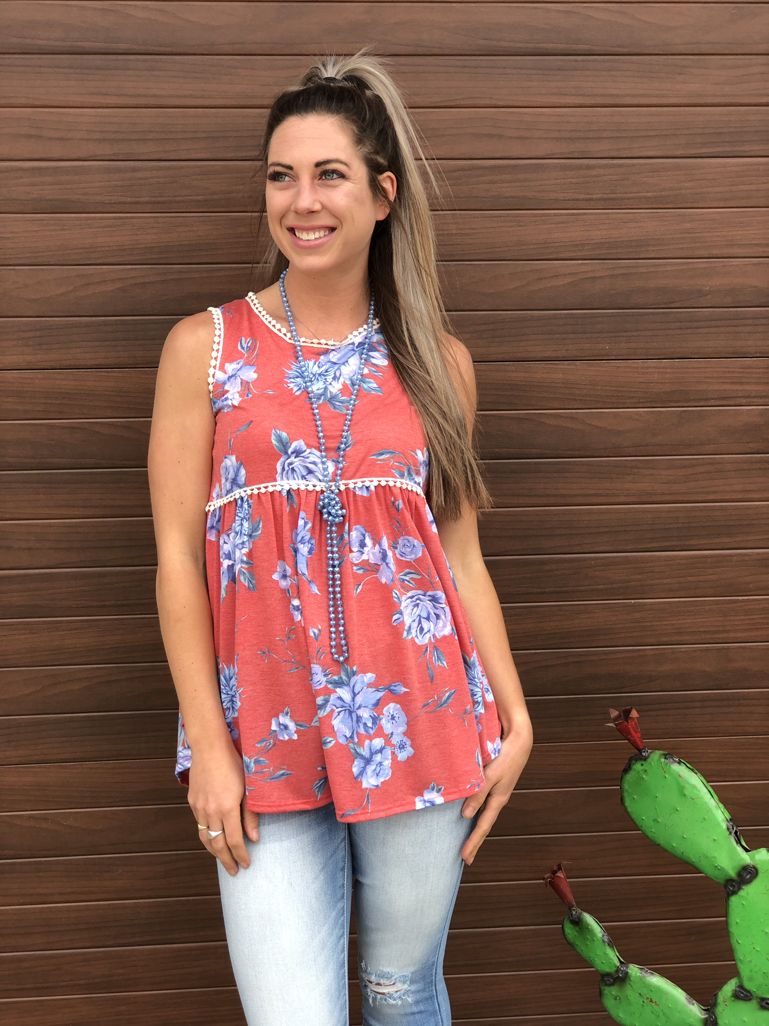 Floral Baby Doll Style Tank - Red 82367