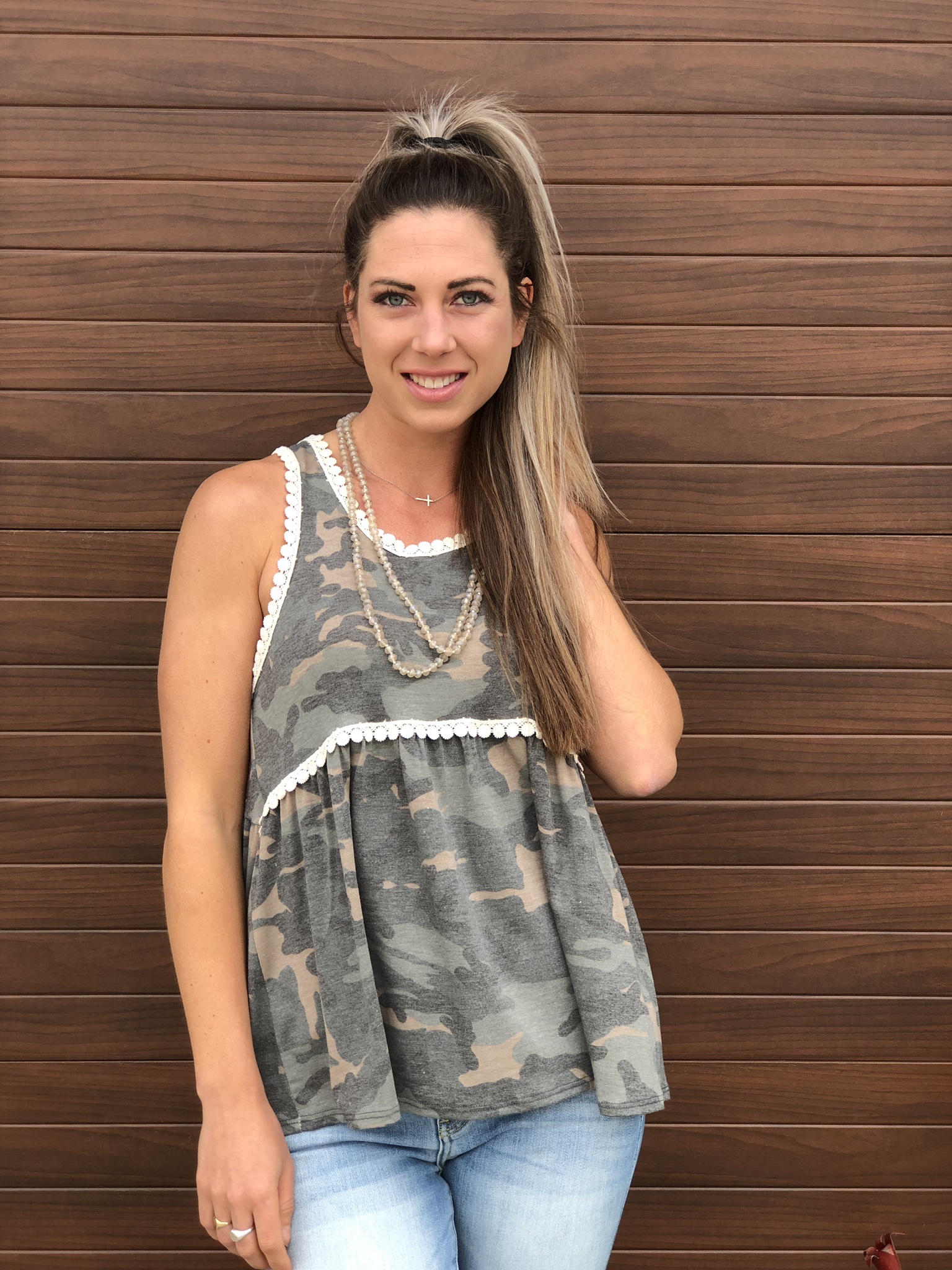 Camo Baby Doll Style Top 82396