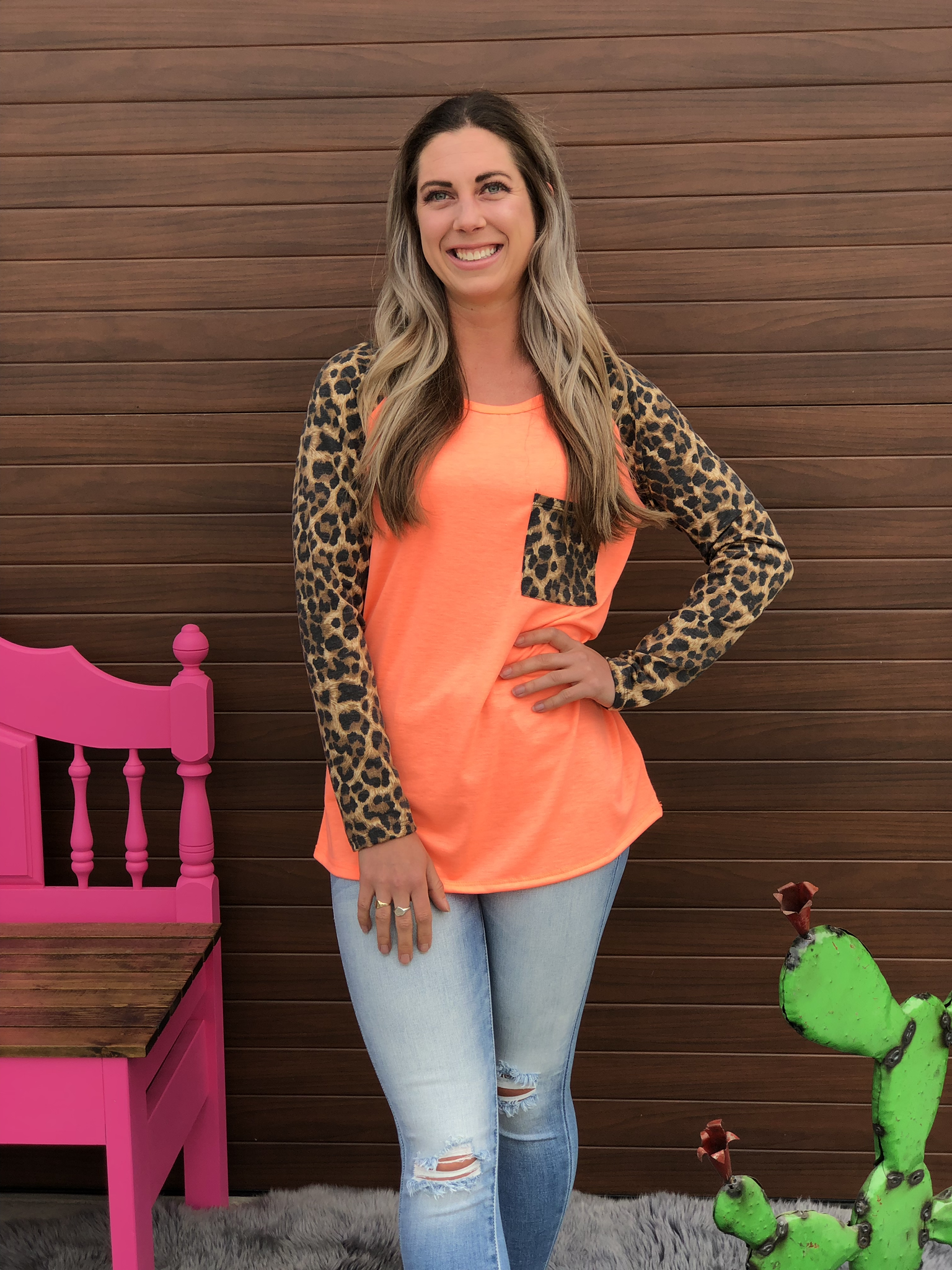 Neon Orange Cheetah Top 82575