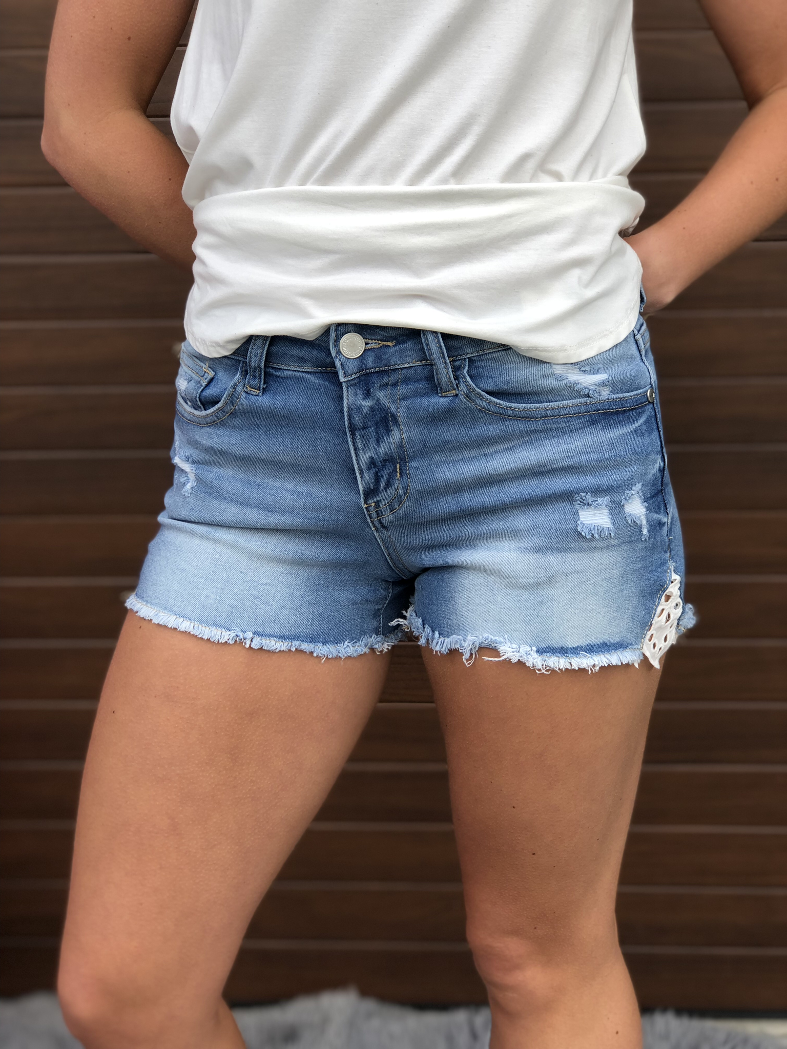 Judy Blue Lace Denim Shorts 82693