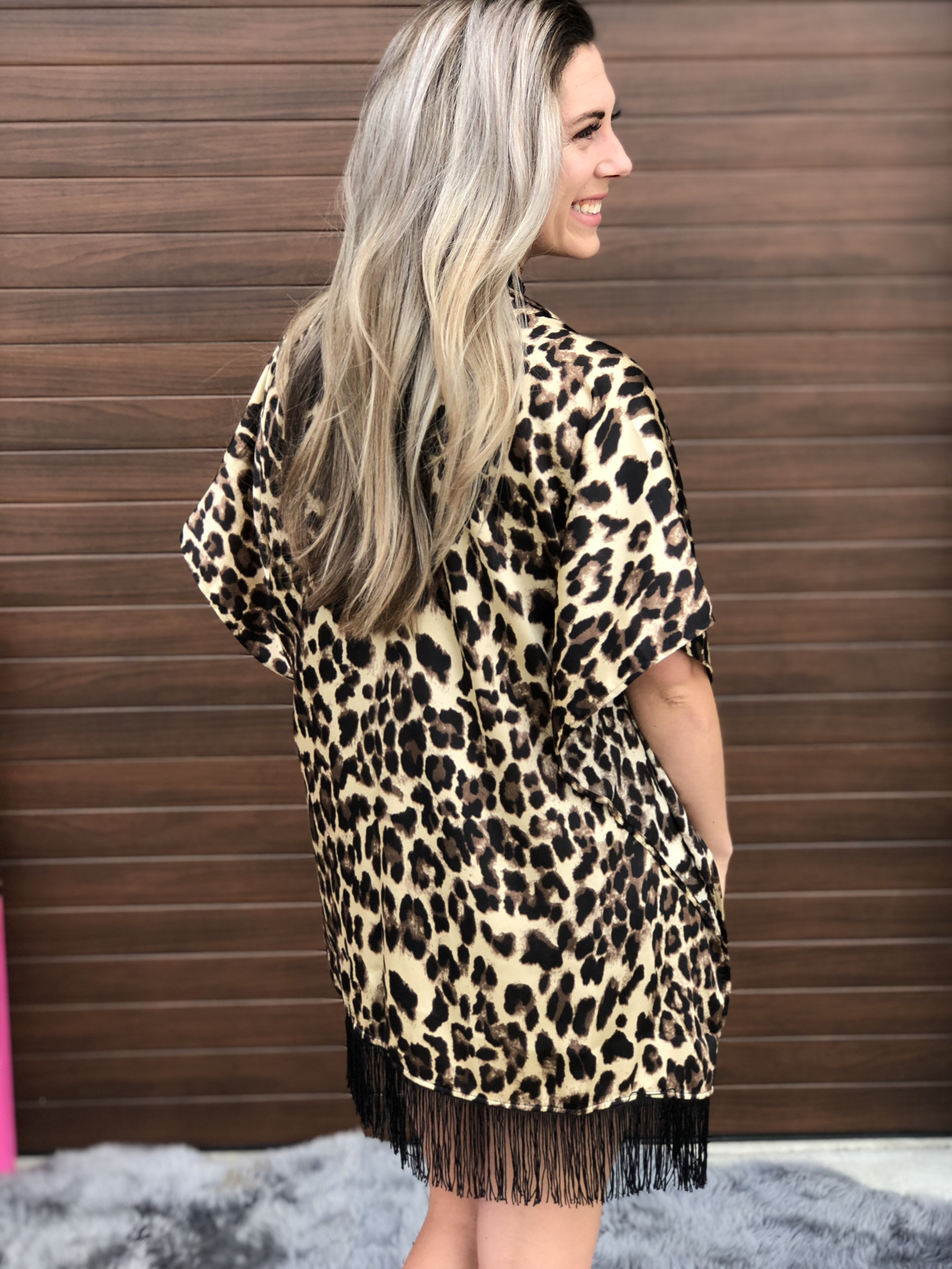Leopard Fringe Kimono 82672