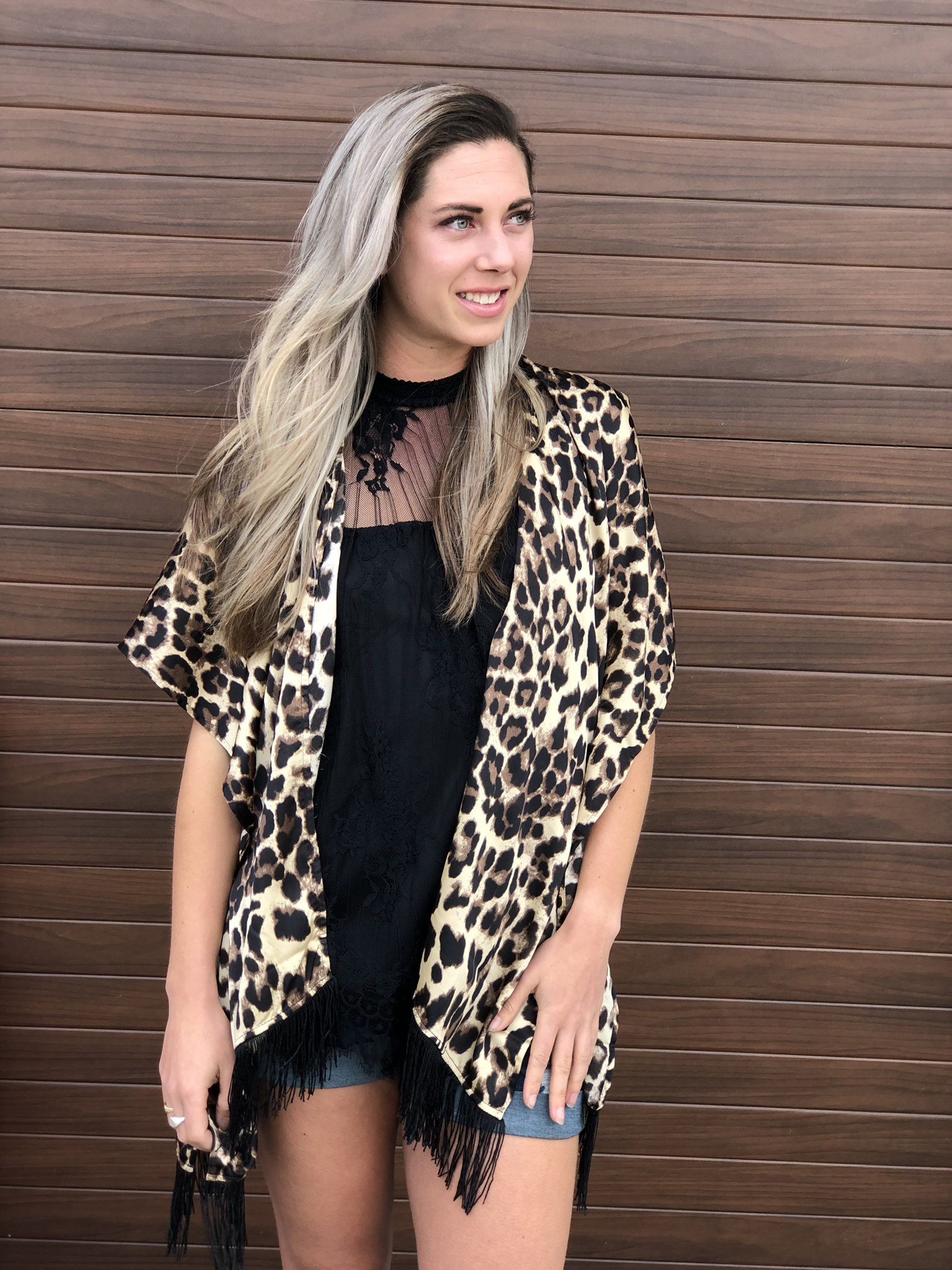 Leopard Fringe Kimono
