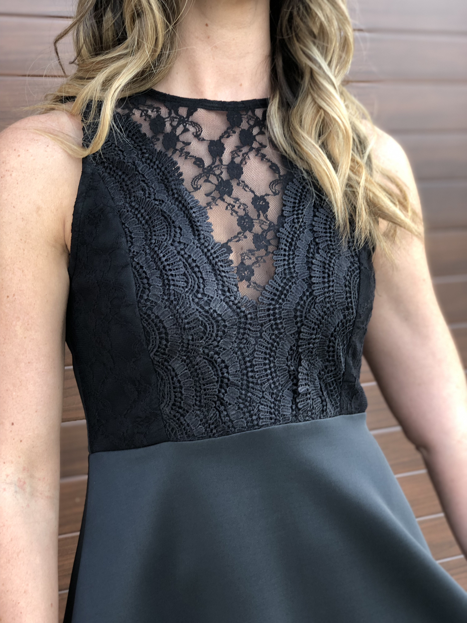 Lace Front Fit And Flair Dress