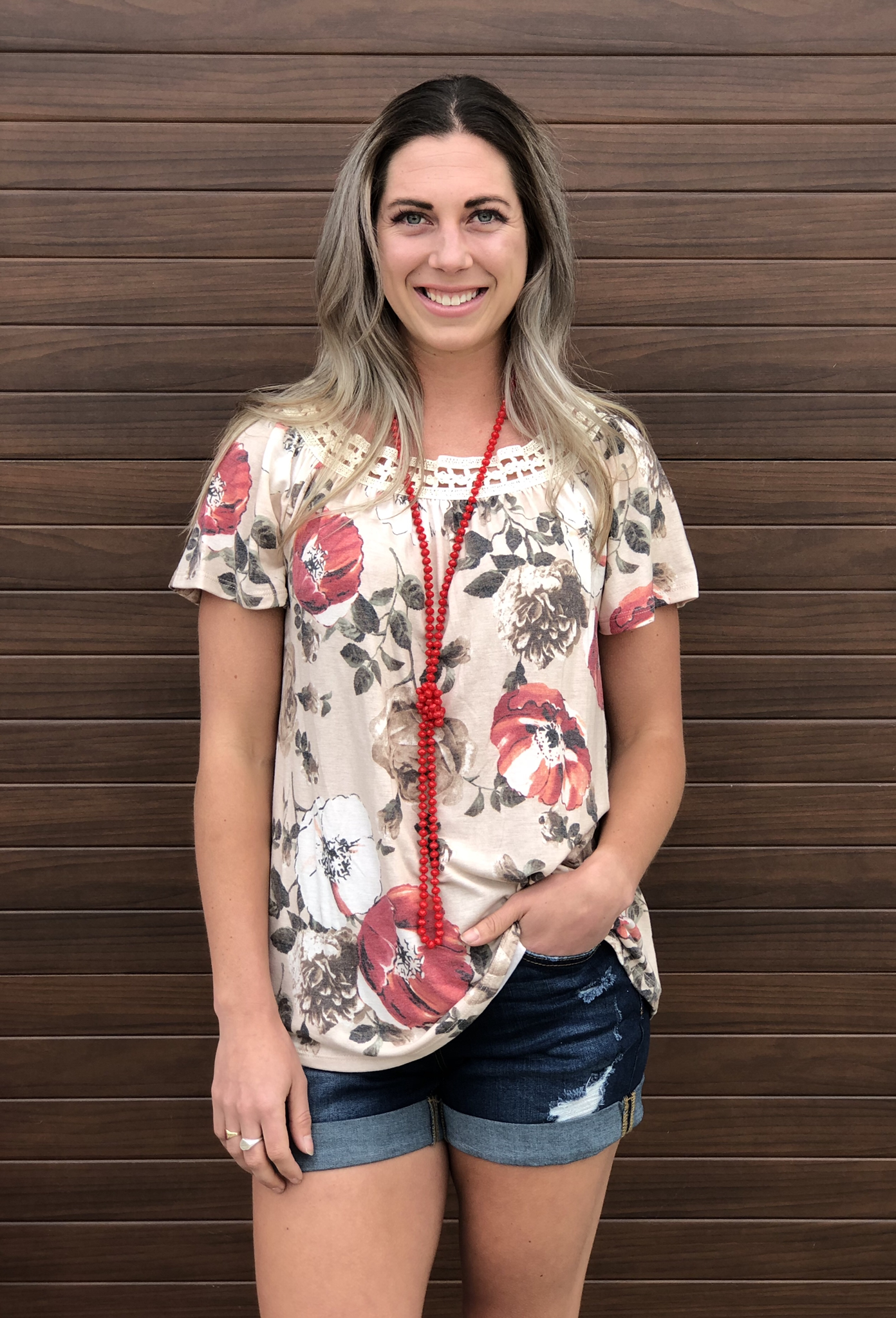 Beige Floral Top 82735
