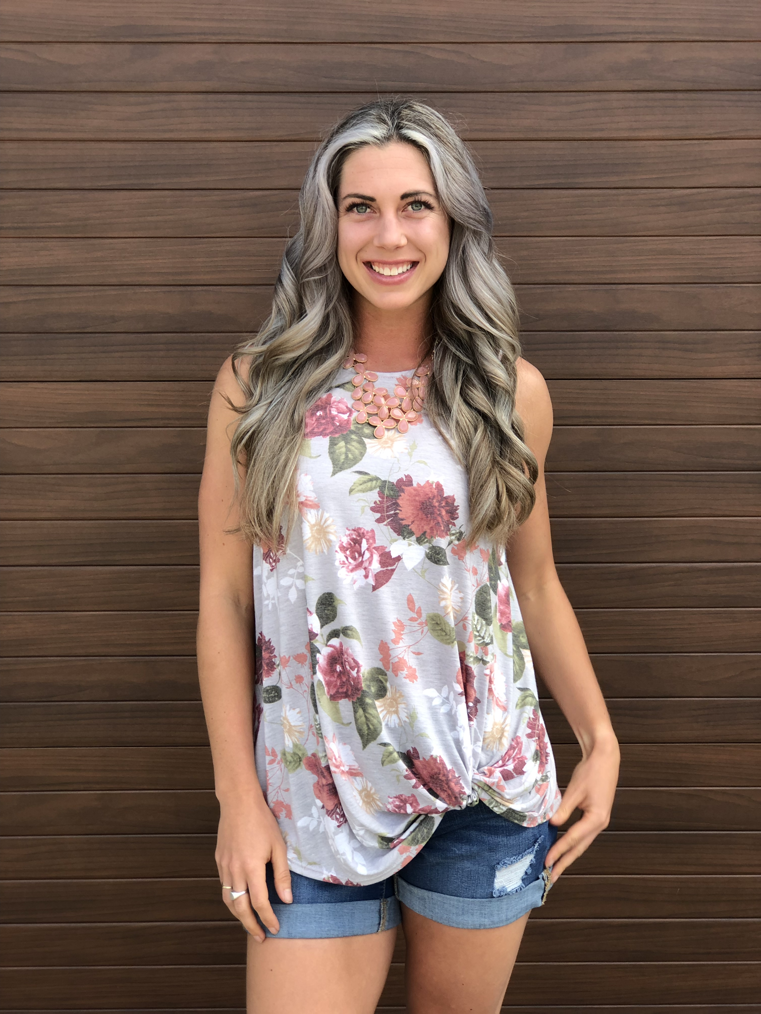 Floral Criss Cross Back Tank 2895