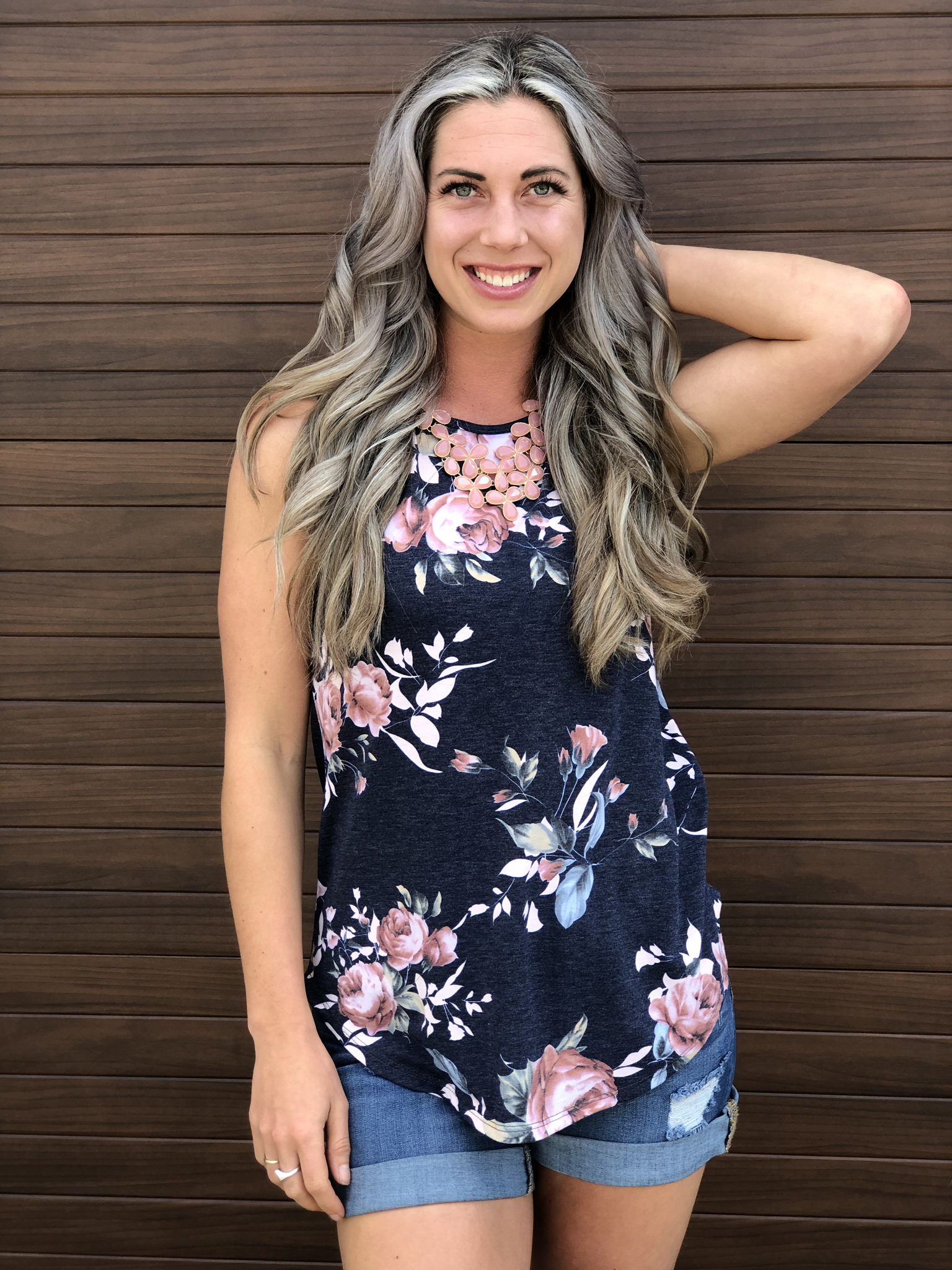 Navy Floral Tank 82903