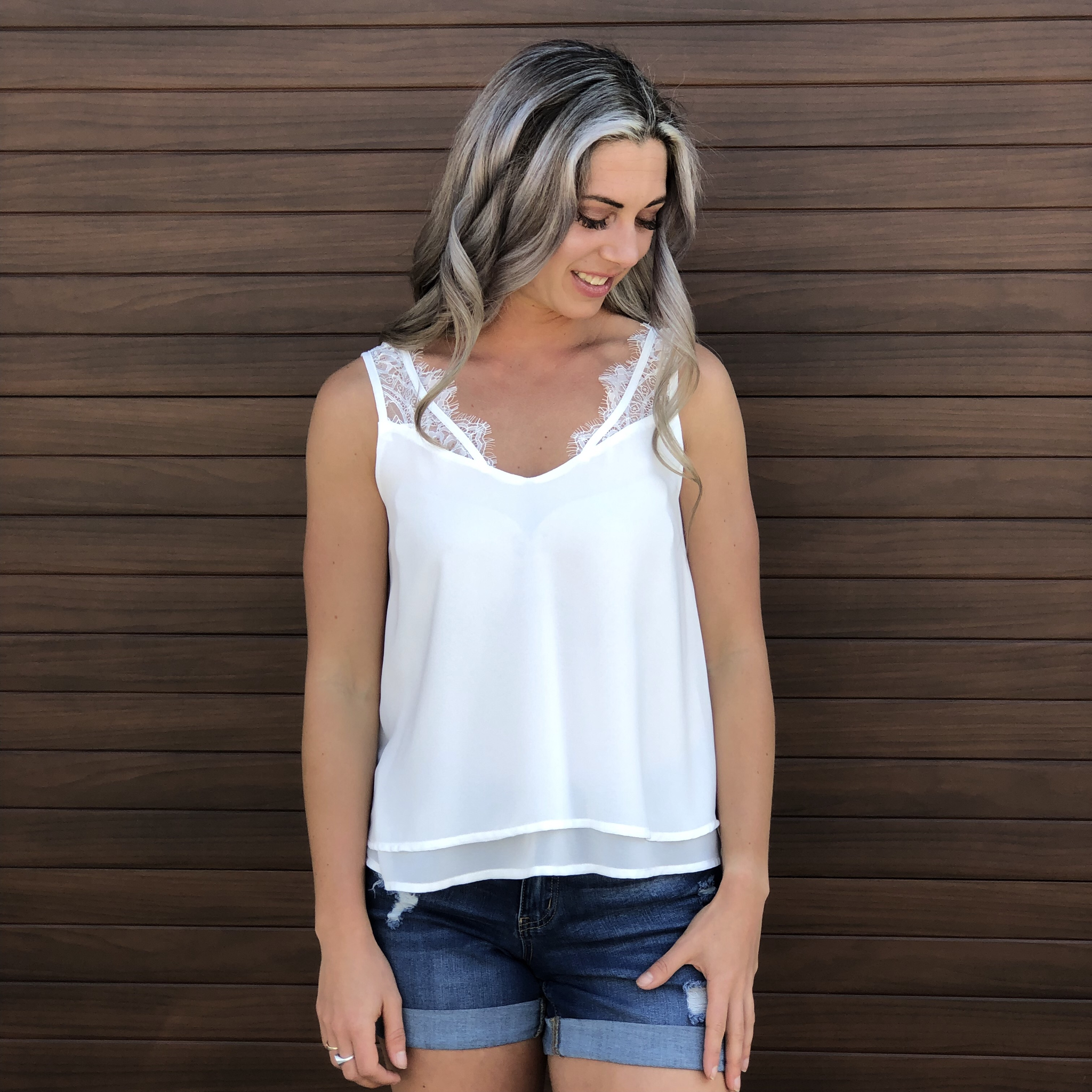 Lace Cami Tank - White 82958