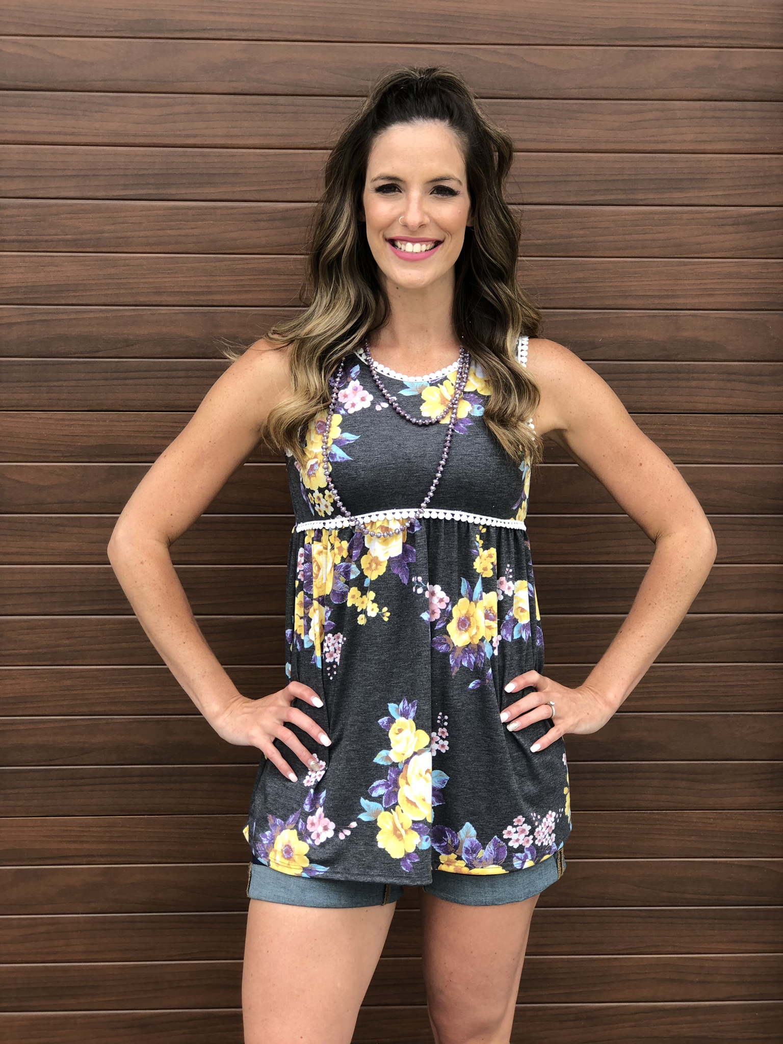 Baby Doll Tank - Yellow/Purple 83047