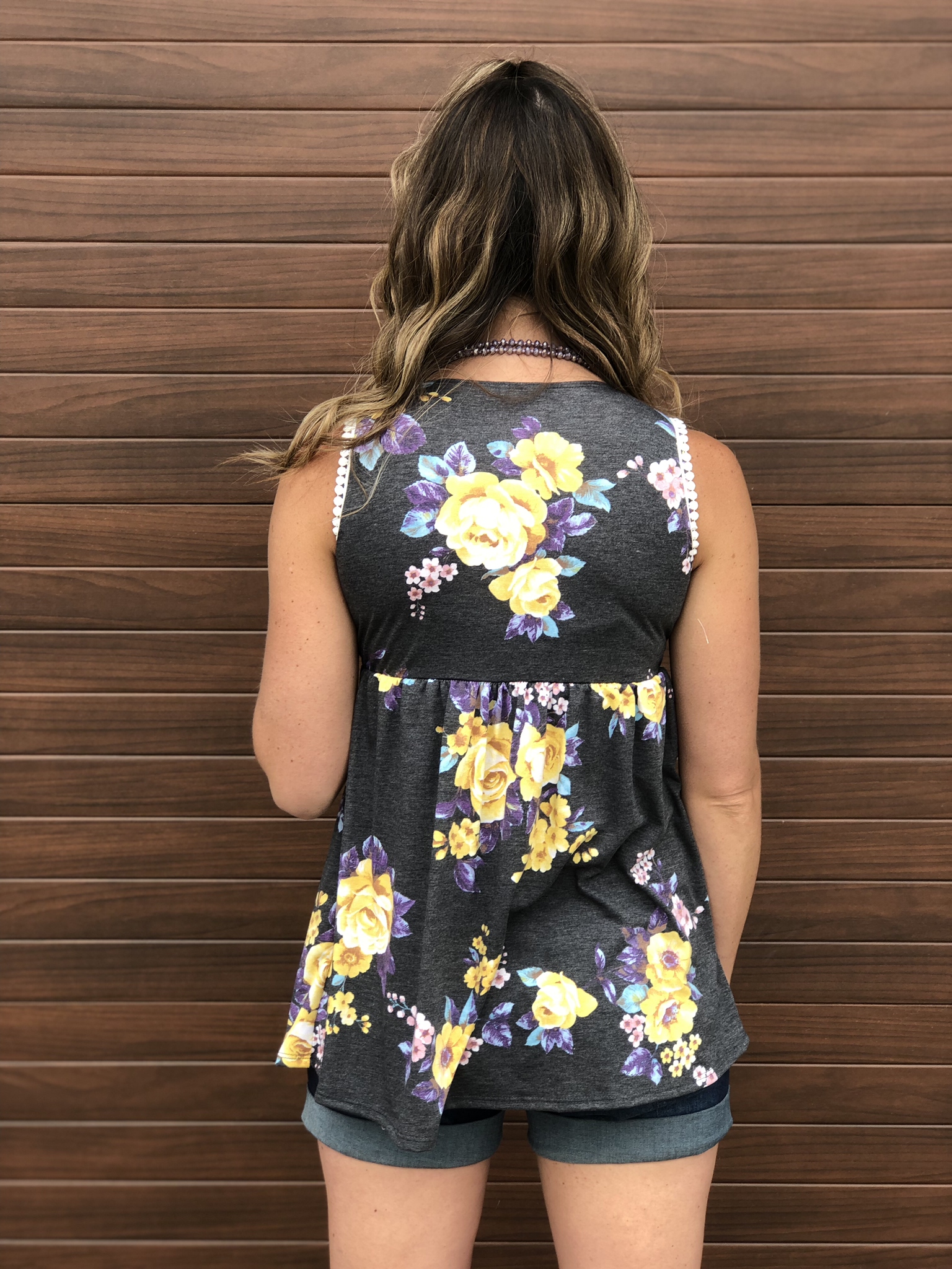 Baby Doll Tank - Yellow/Purple