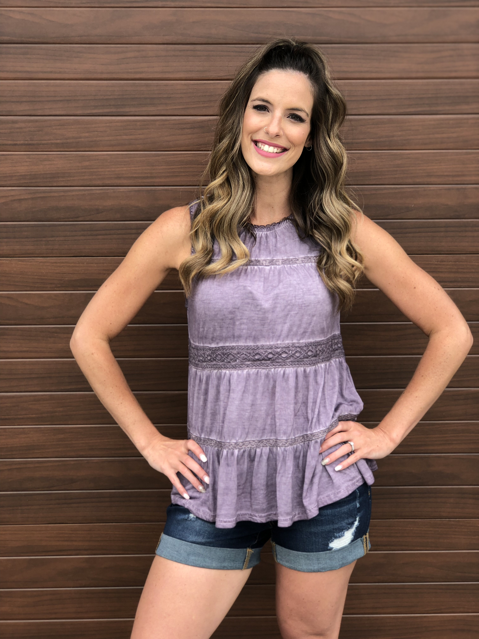 Purple Layer Ruffle Tank 83060