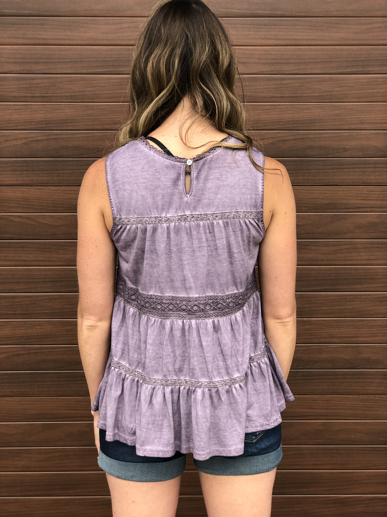 Purple Layer Ruffle Tank