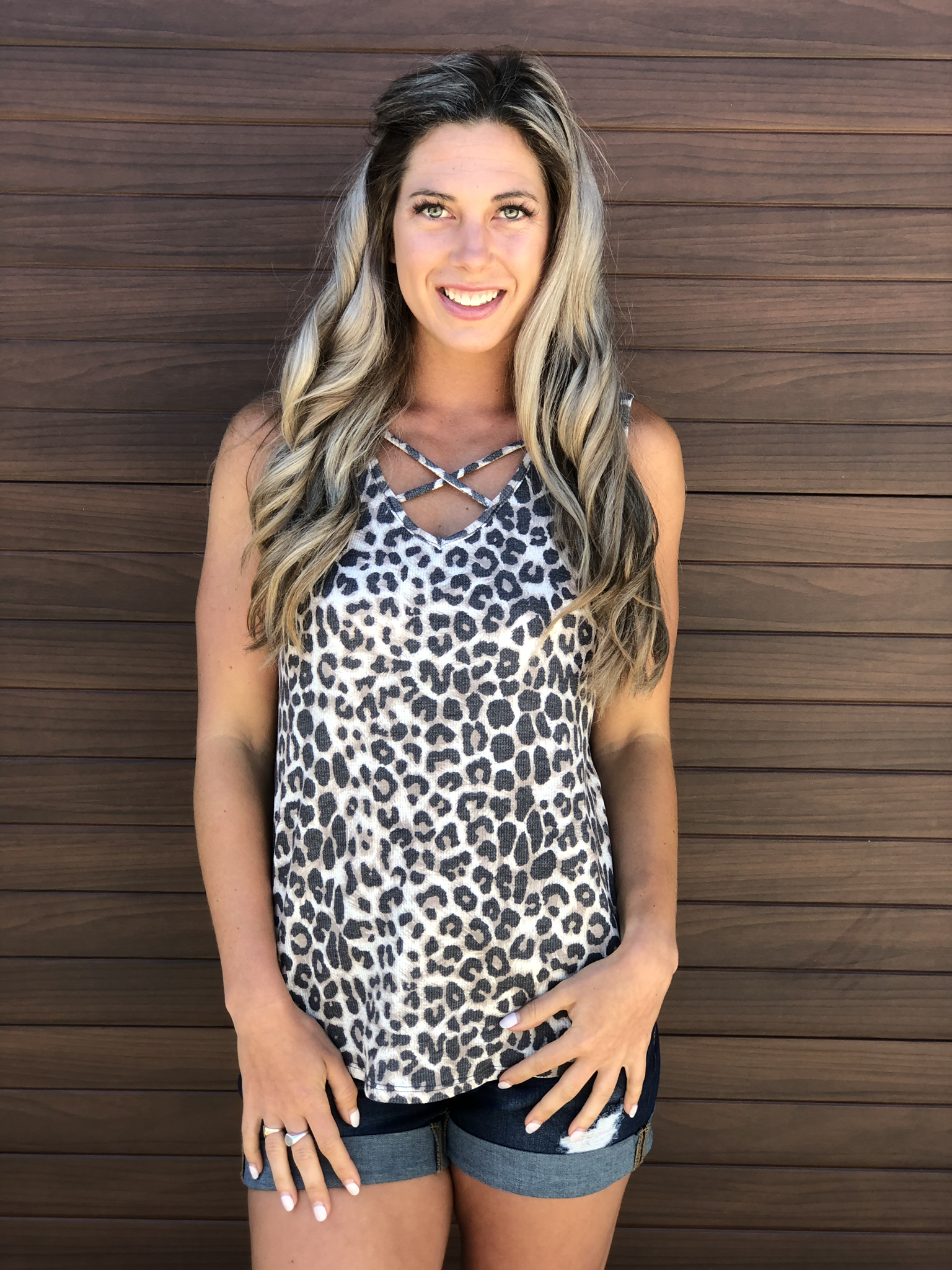 Animal Print Waffle Tank 83181