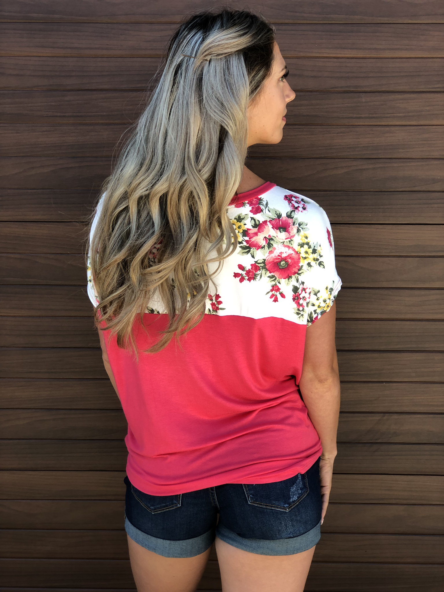Coral Floral Panel Top
