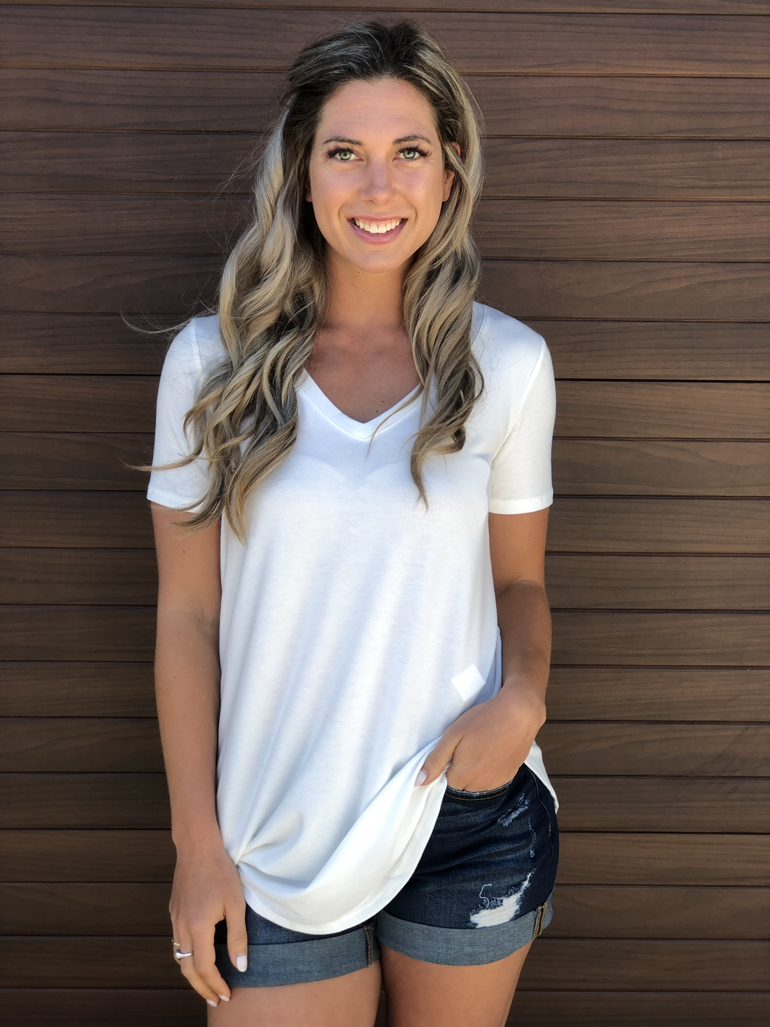 White V-Neck Tee 83249