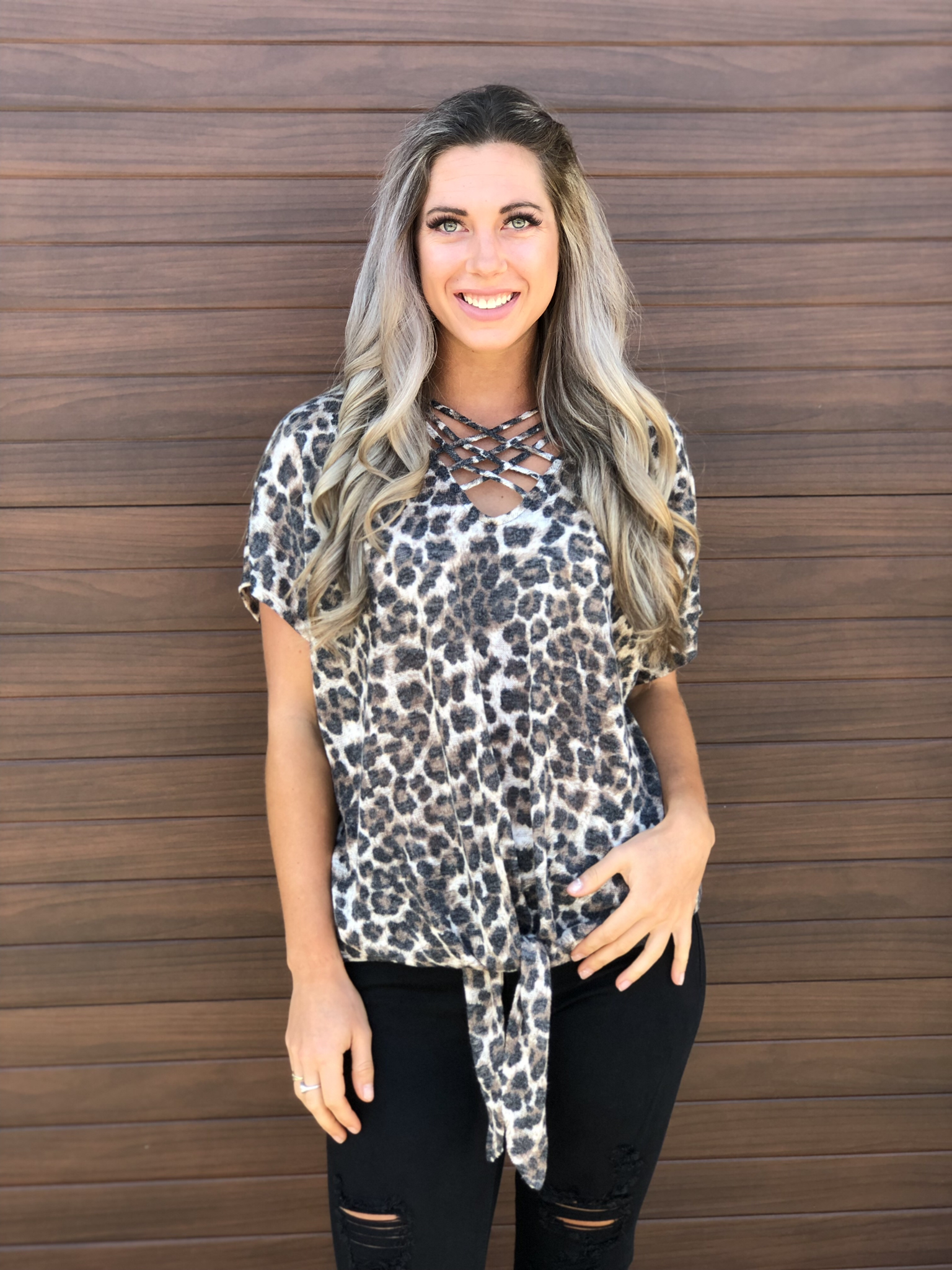 Animal Print Criss Cross Tee 83316
