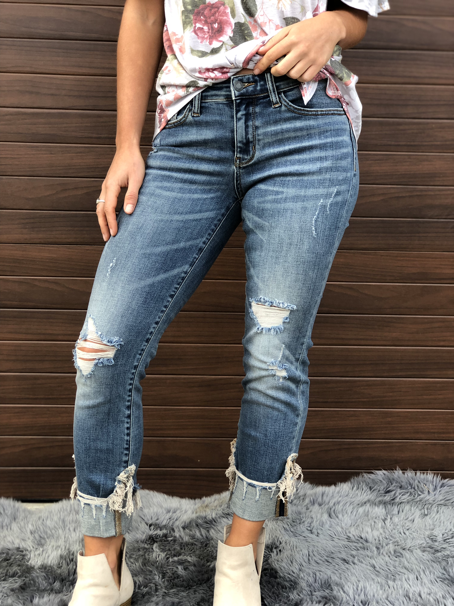 Judy Blue relaxed fit cuffed jean 83428