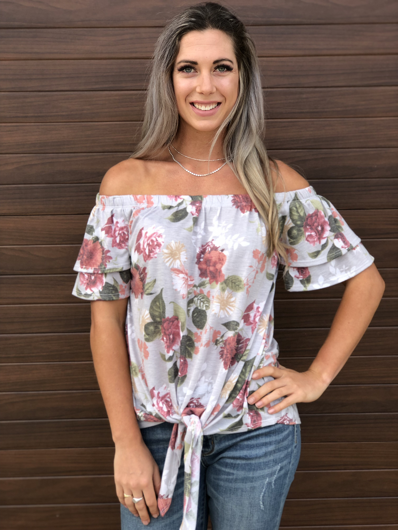 Off Shoulder, Front Tie Top 83454