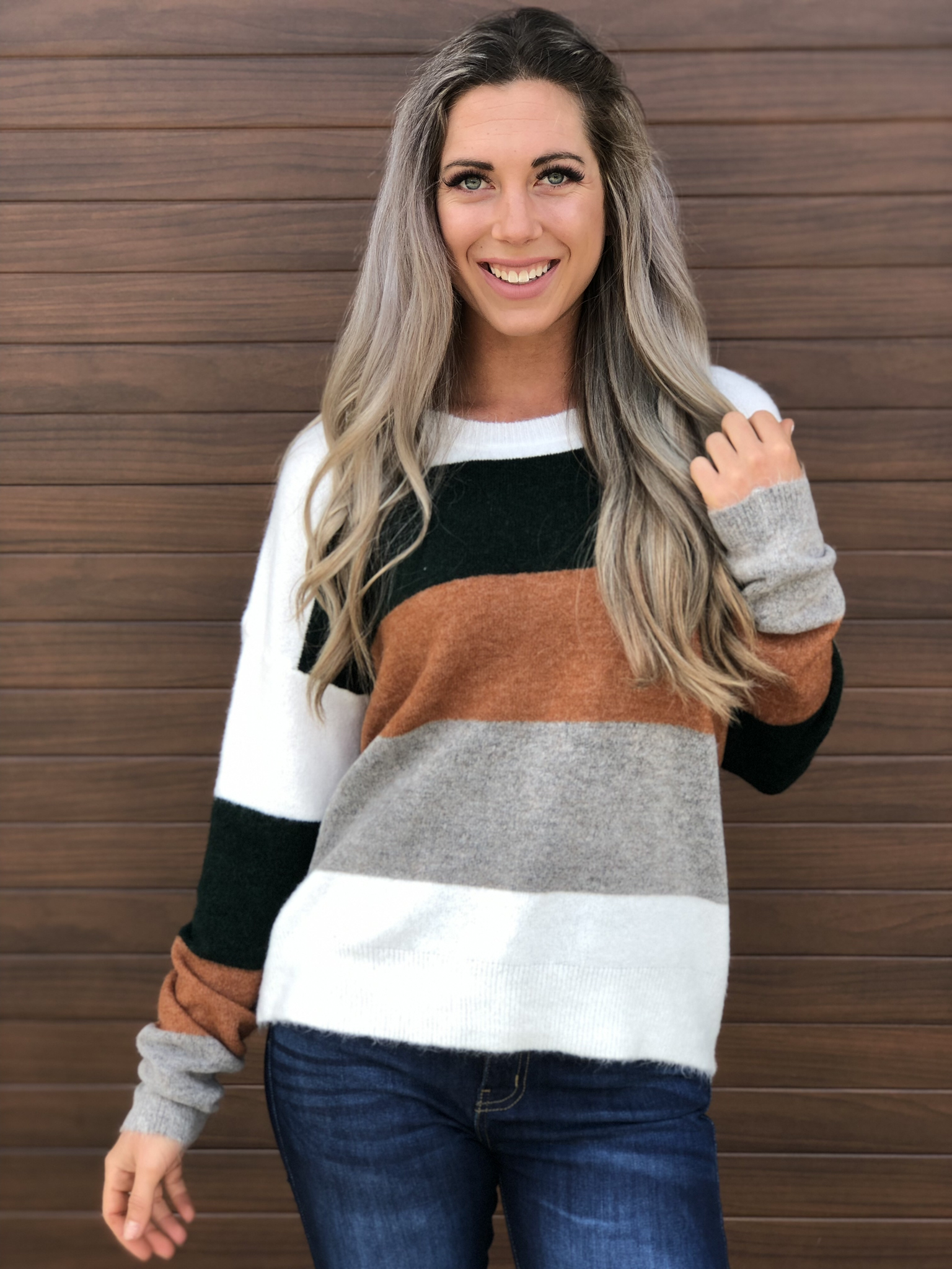 Fall Air Striped Sweater -Earth Tones 83384