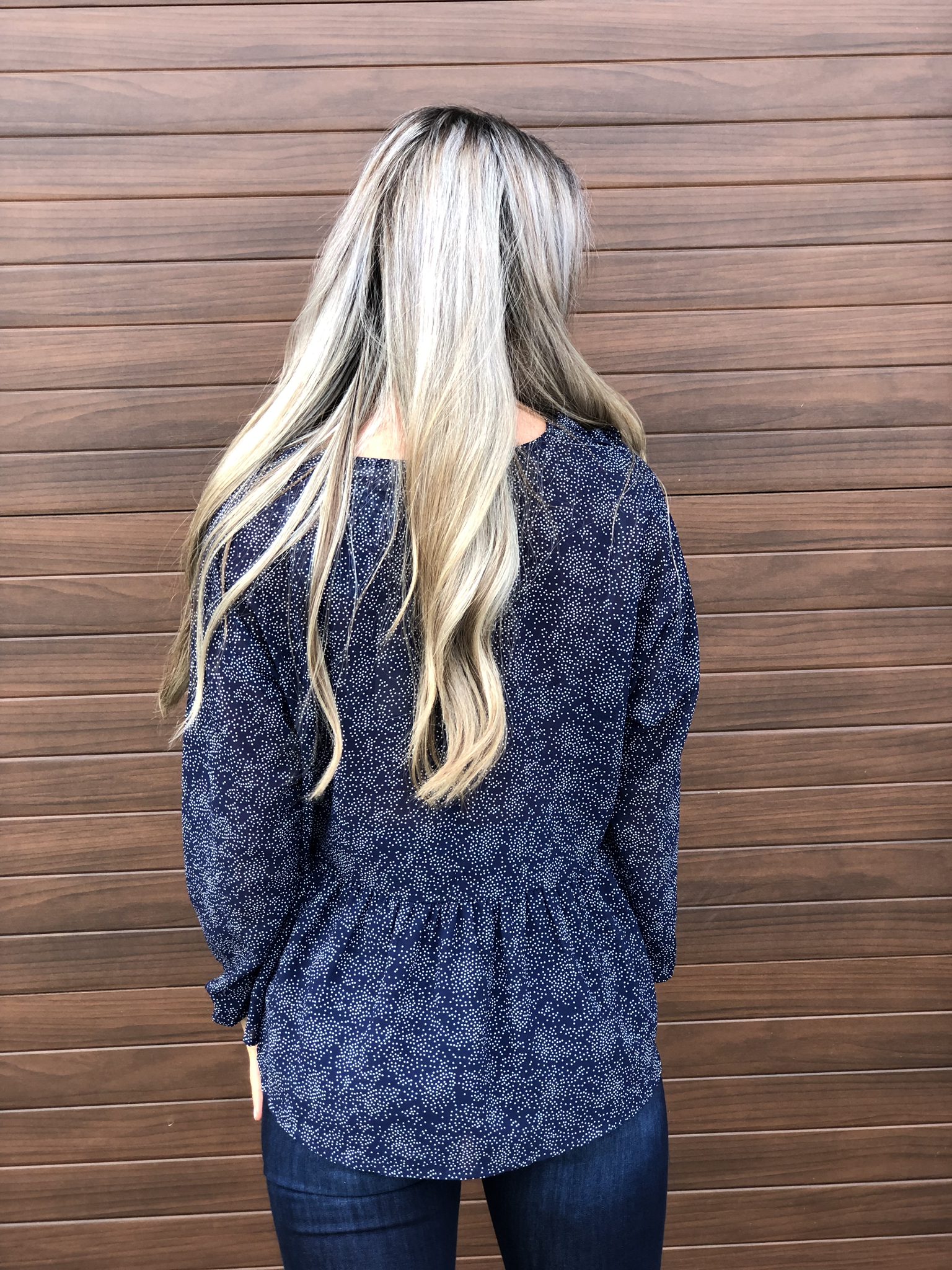 Navy Polka Dot Blouse