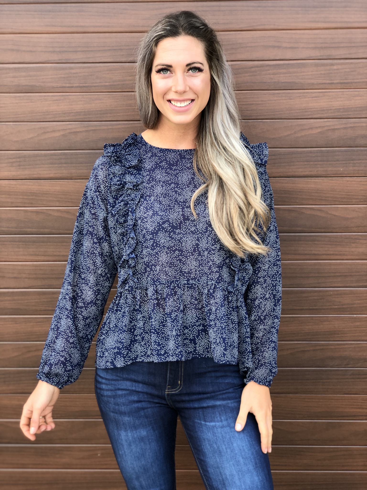 Navy Polka Dot Blouse 83349