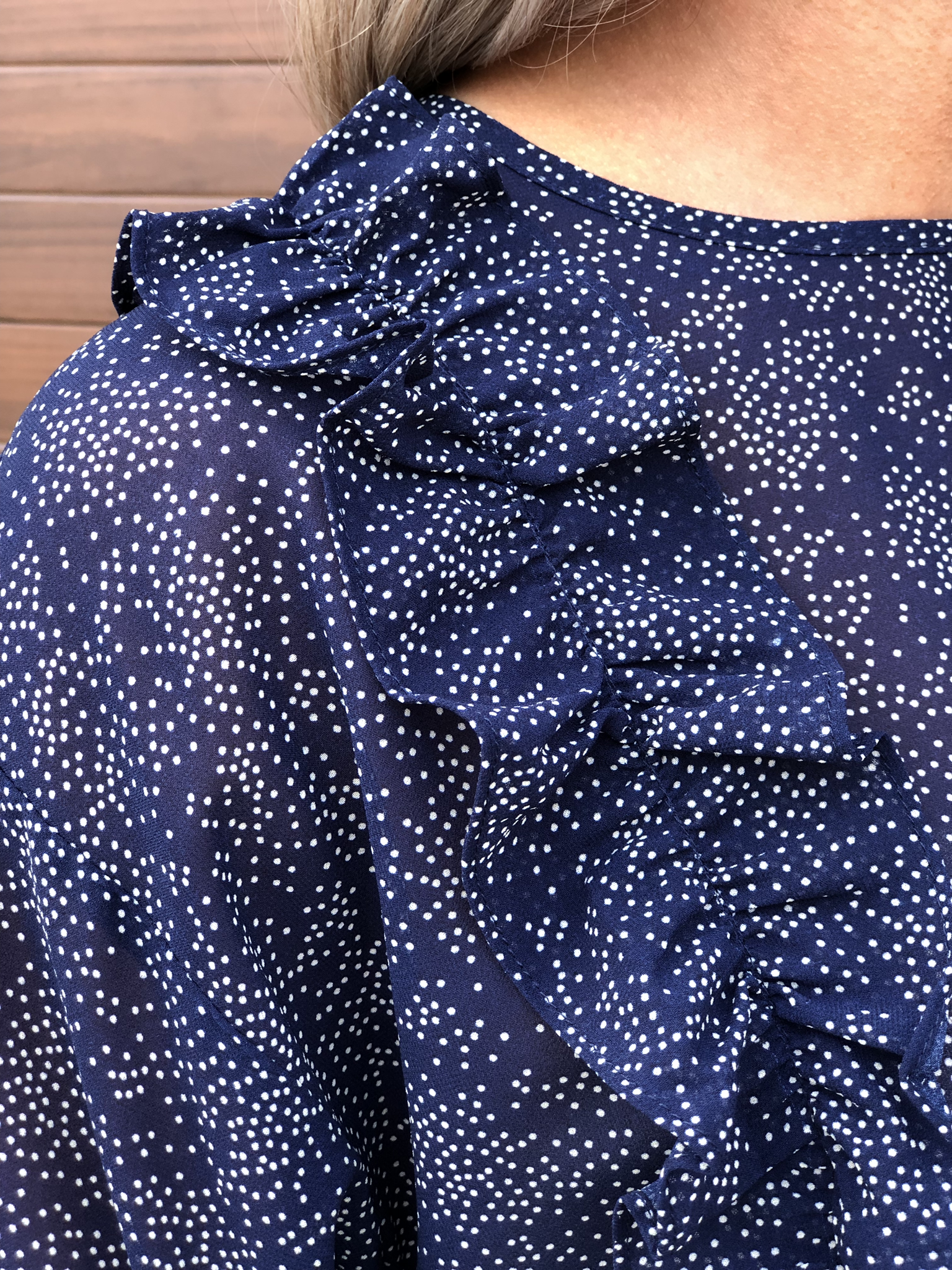 Navy Polka Dot Blouse