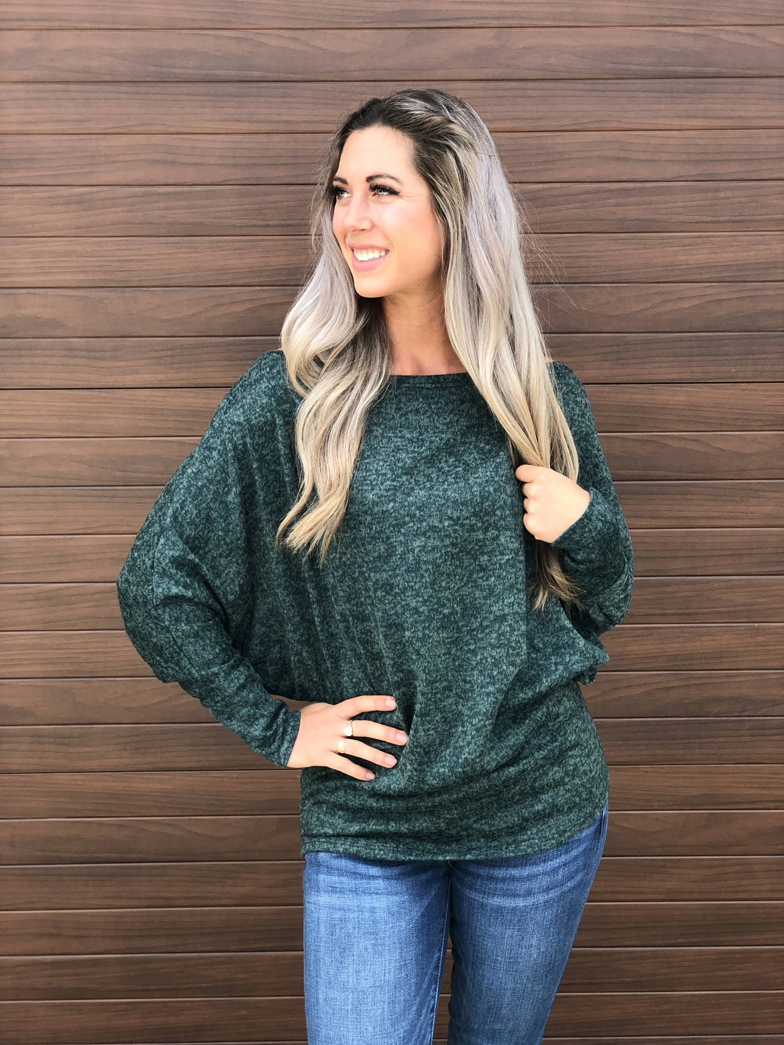 Dolman Style Evergreen Sweater 83471