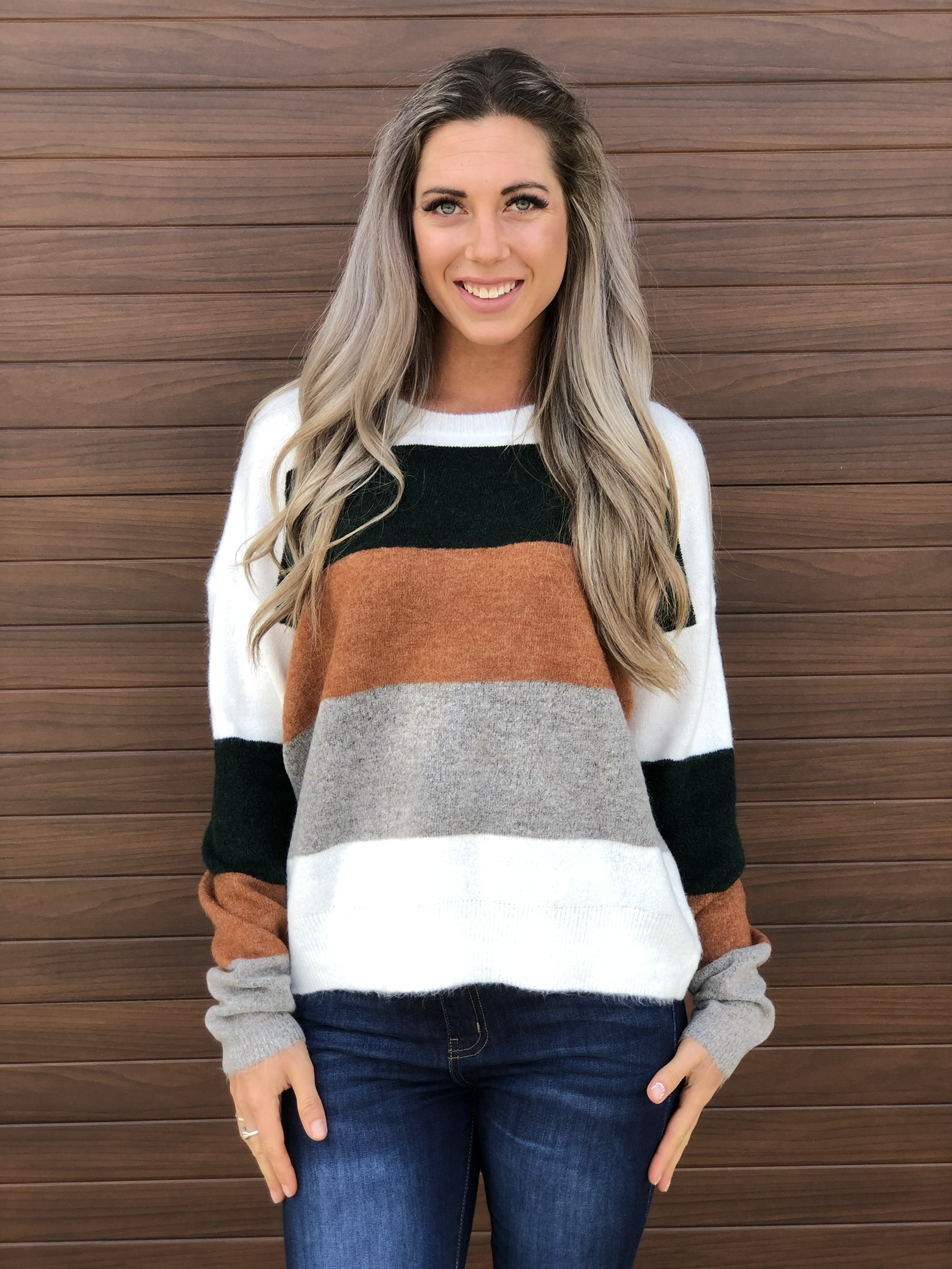 Fall Air Striped Sweater -Earth Tones