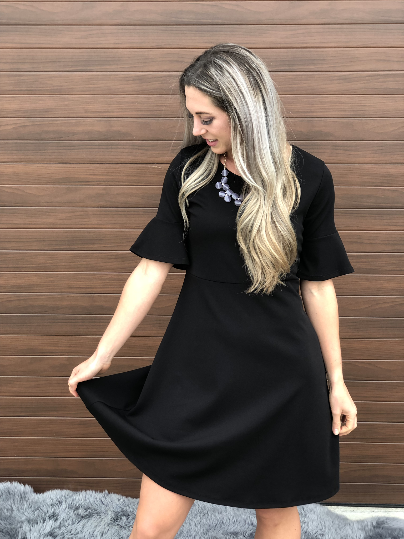 Fit and Flair Ruffle Sleeve Dress 83526