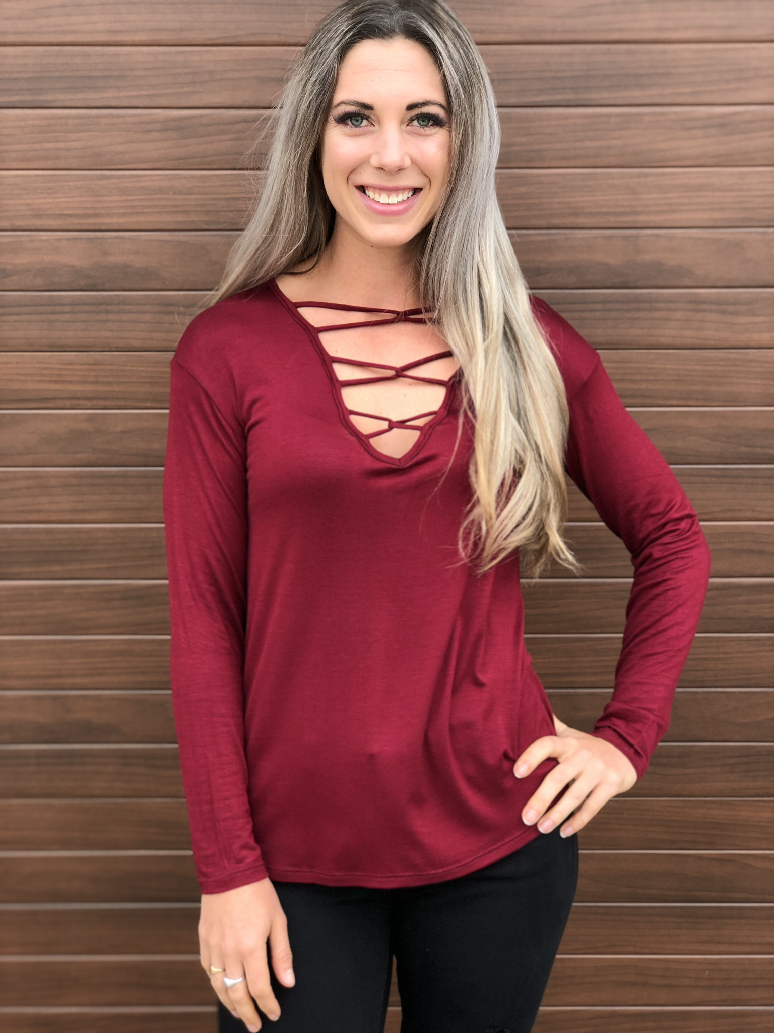 The Delilah Top - Burgundy - Restocked 98467
