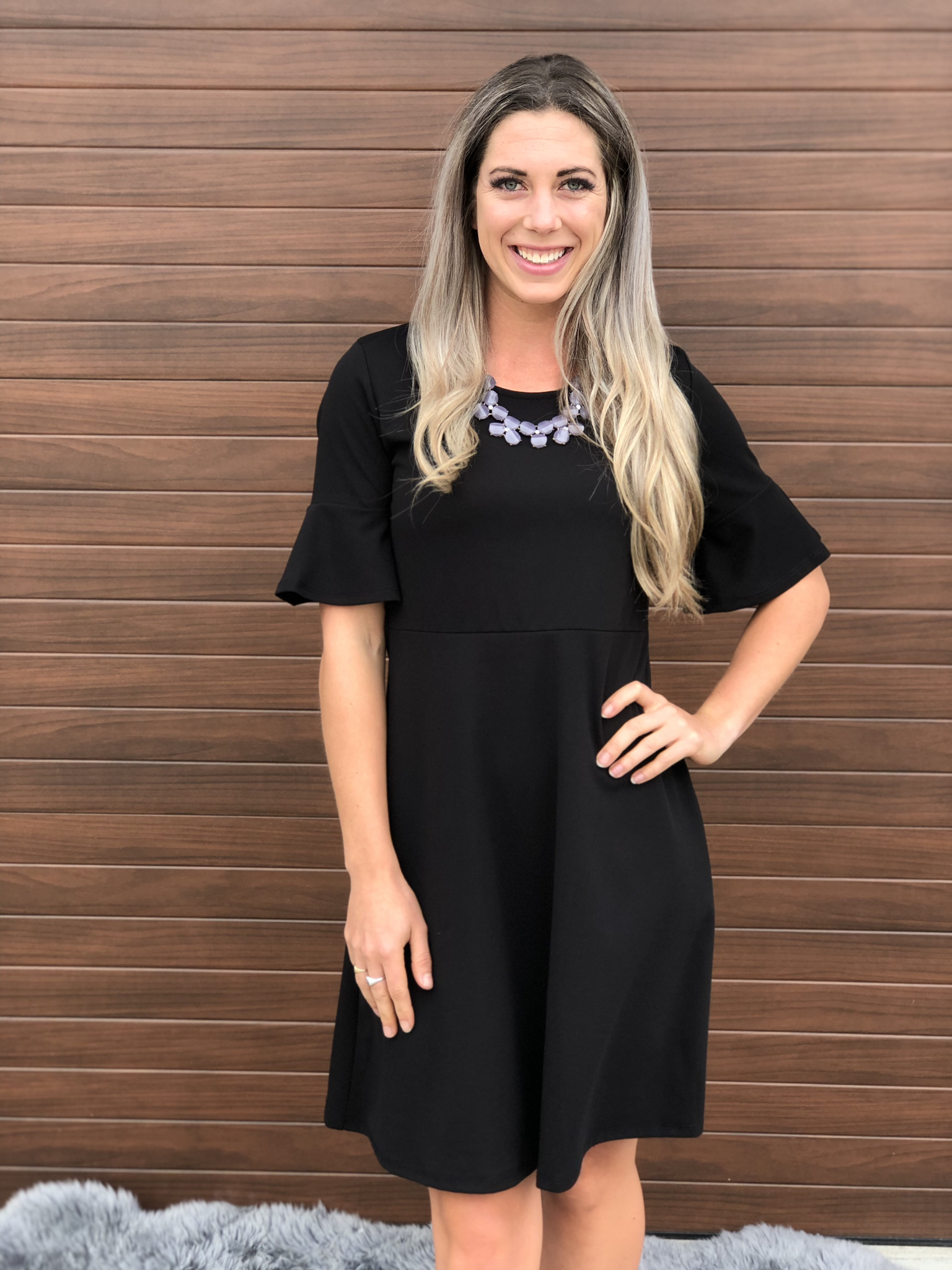 Fit and Flair Ruffle Sleeve Dress