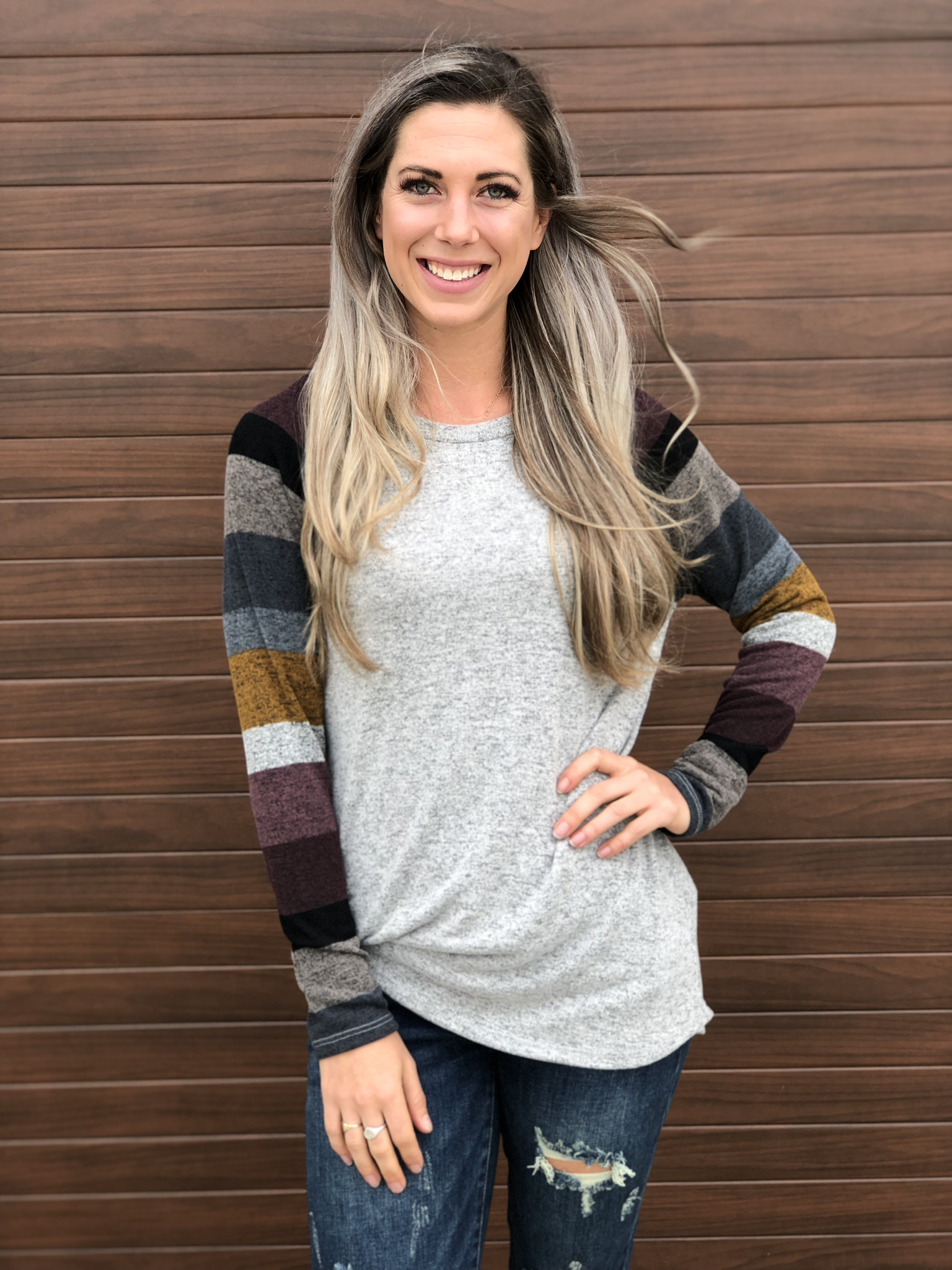 Color Block Sleeve Sweater 83691